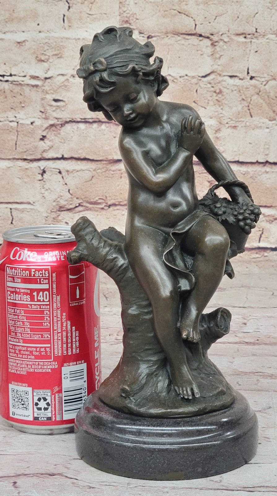 Moreau`s Art Nouveau Statue: Bronze Girl Sitting on Tree Branch, Home Decor Piece