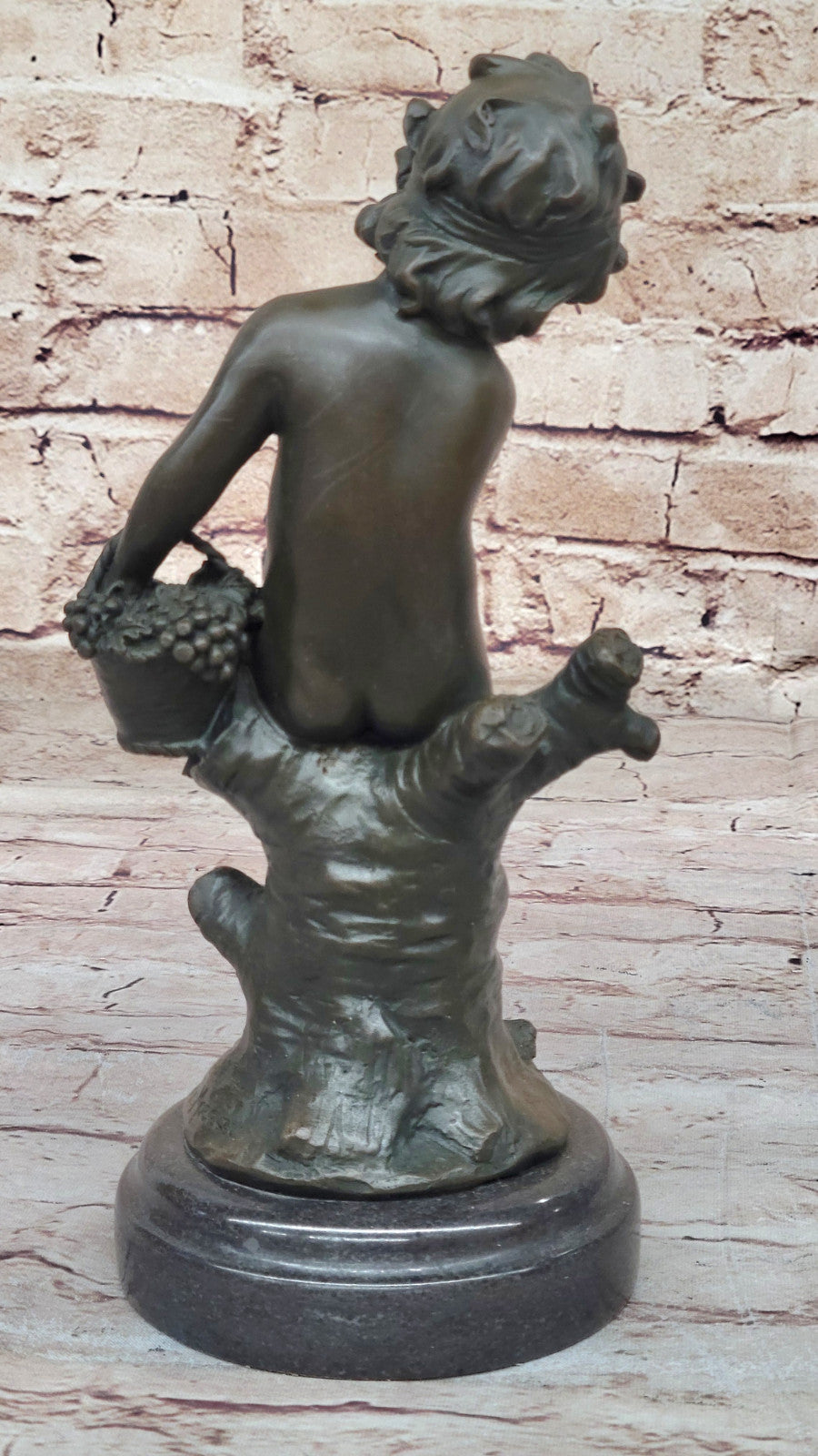 Moreau`s Art Nouveau Statue: Bronze Girl Sitting on Tree Branch, Home Decor Piece