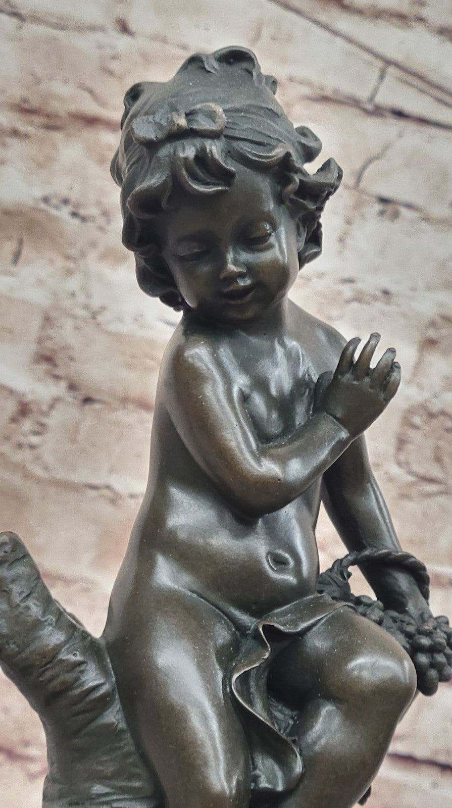 Moreau`s Art Nouveau Statue: Bronze Girl Sitting on Tree Branch, Home Decor Piece