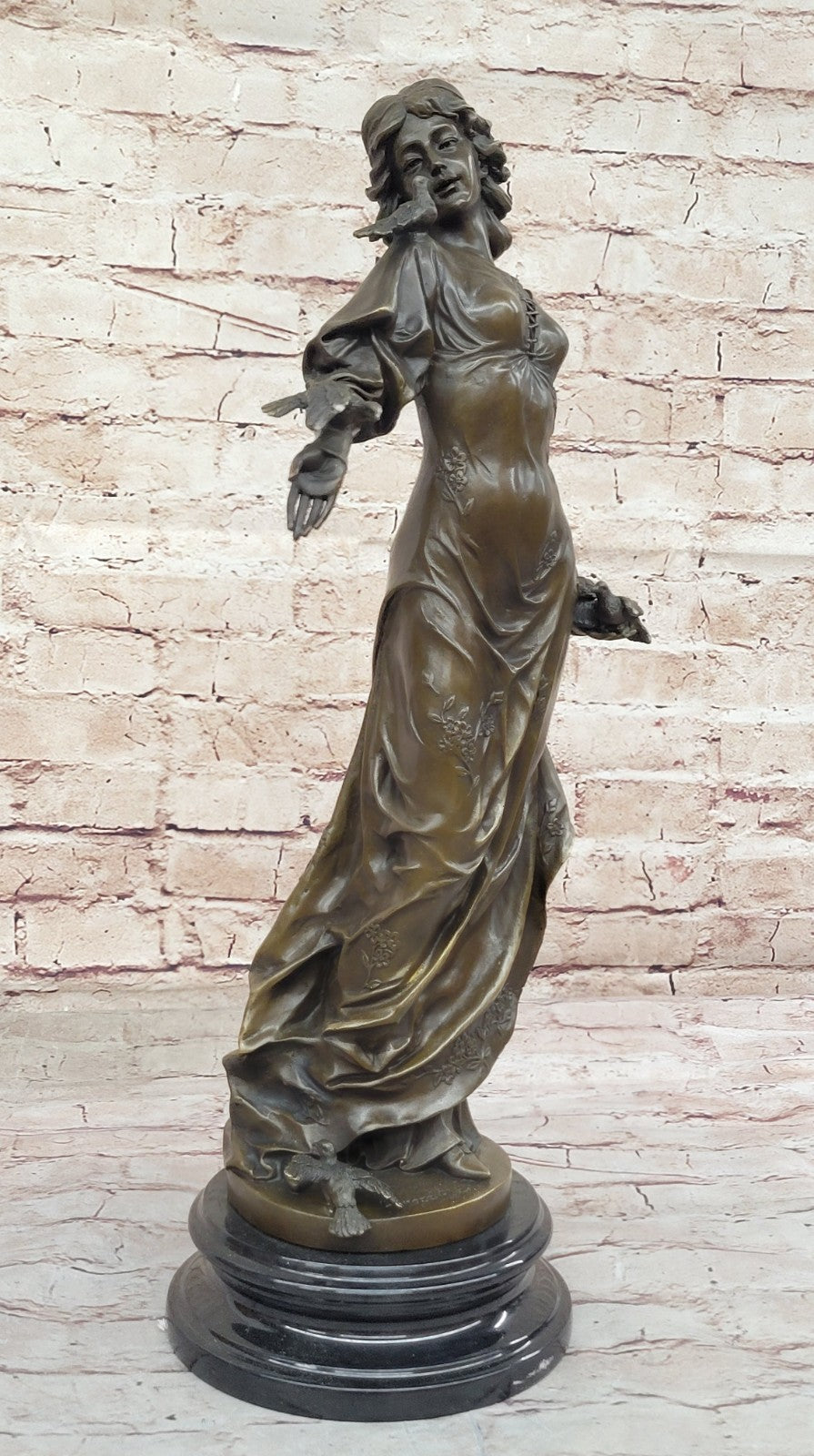 Solid Bronze Sculpture Sexy Girl With Bronze Art Deco Statue by Henri Ple