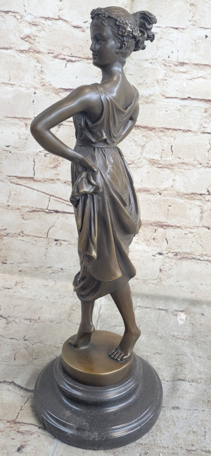 Art Deco/Nouveau Hand Made by Lost Wax Method Proper Girl Bronze Sculpture