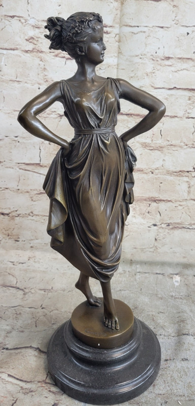 Art Deco/Nouveau Hand Made by Lost Wax Method Proper Girl Bronze Sculpture