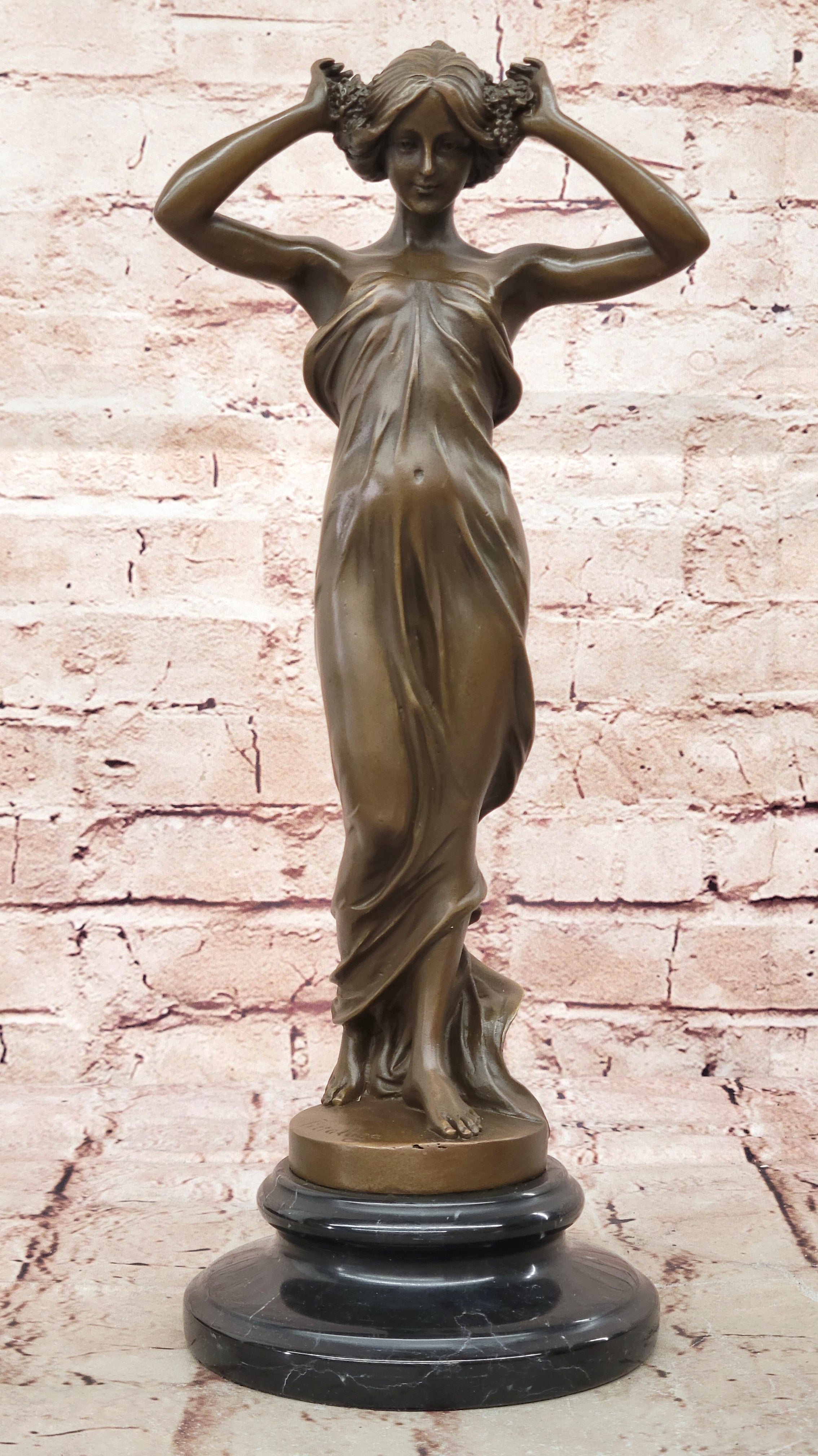 "Nymph of the Fields" Bronze Sculpture – Hot Cast Art Nouveau Figurine by Carlo Pittaluga