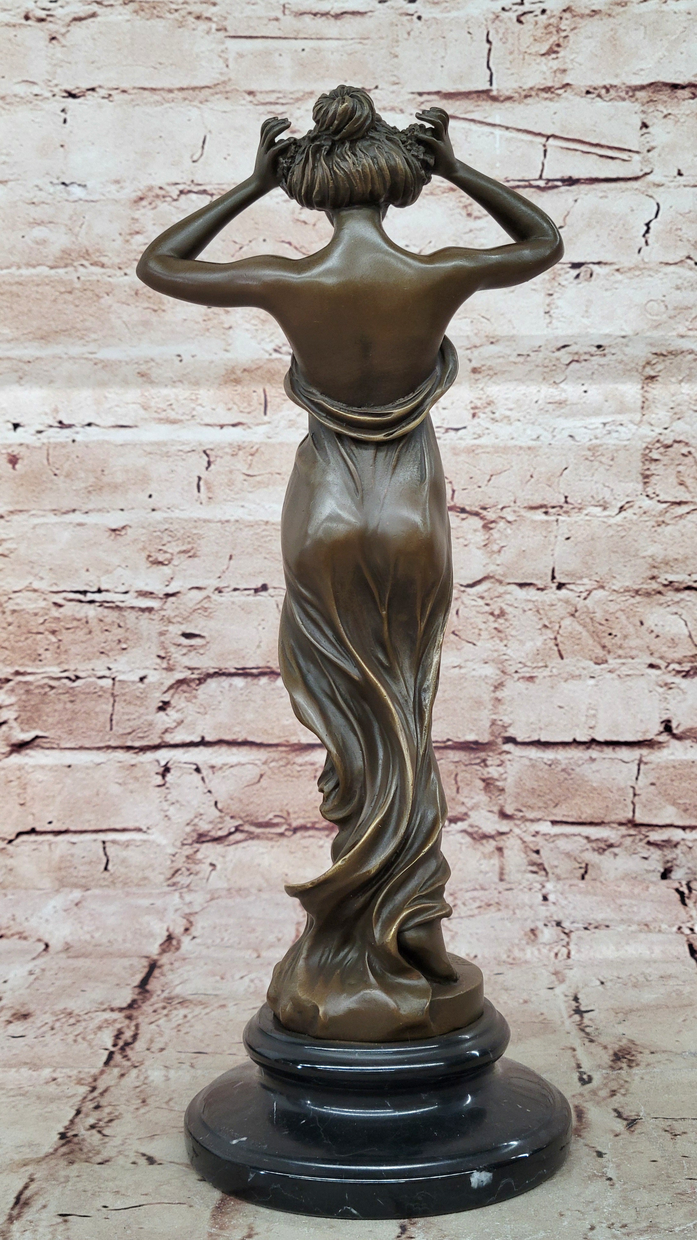 "Nymph of the Fields" Bronze Sculpture – Hot Cast Art Nouveau Figurine by Carlo Pittaluga