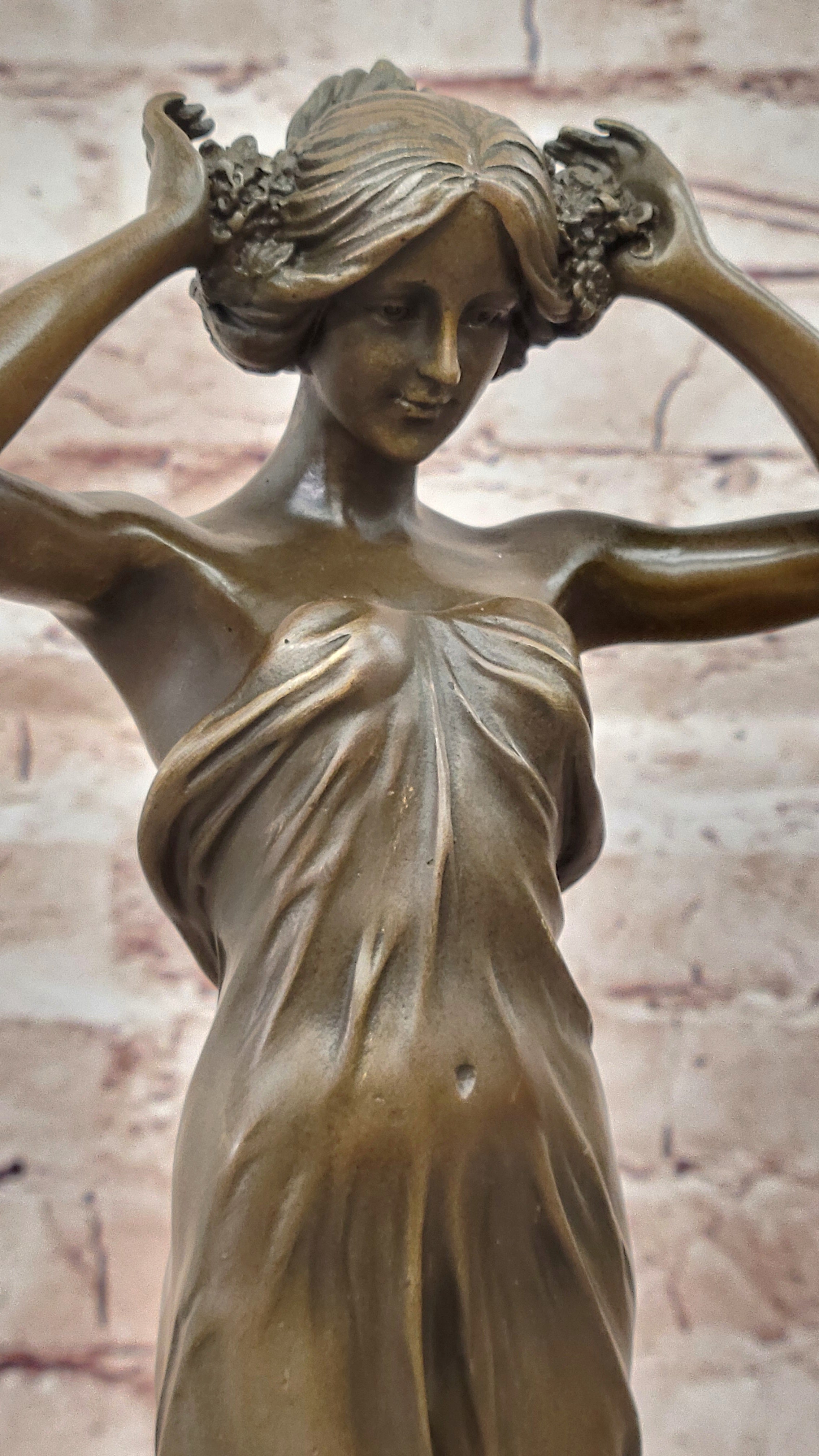 "Nymph of the Fields" Bronze Sculpture – Hot Cast Art Nouveau Figurine by Carlo Pittaluga