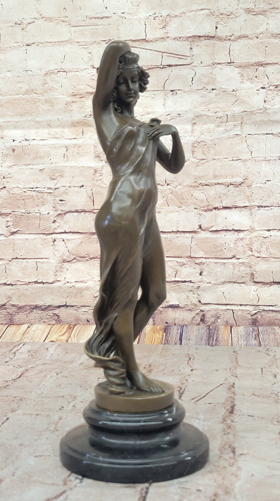 Western Bronze Marble Art Deco Sculpture Statue Sexy Nude Woman Girl Erotic