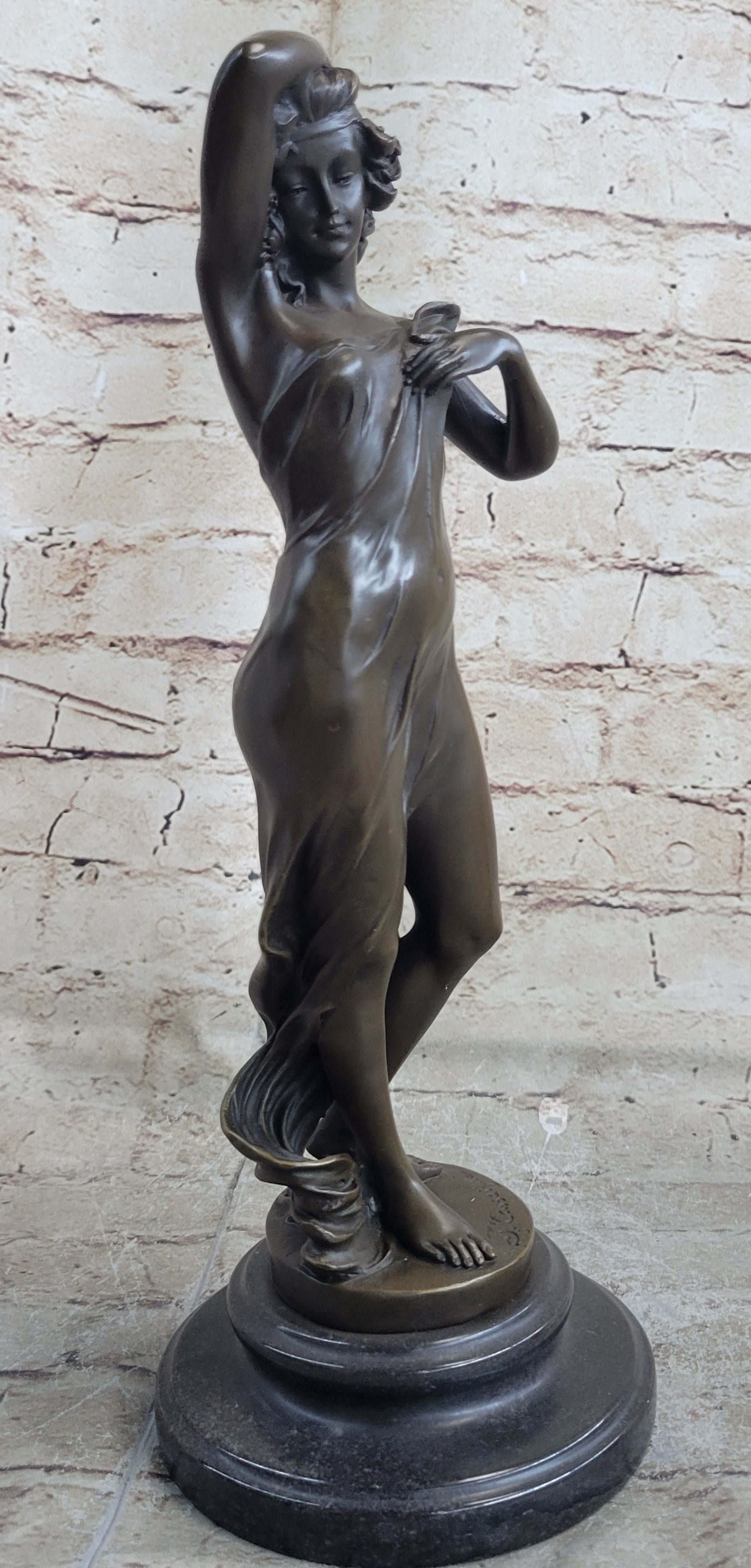 Western Bronze Marble Art Deco Sculpture Statue Sexy Nude Woman Girl Erotic