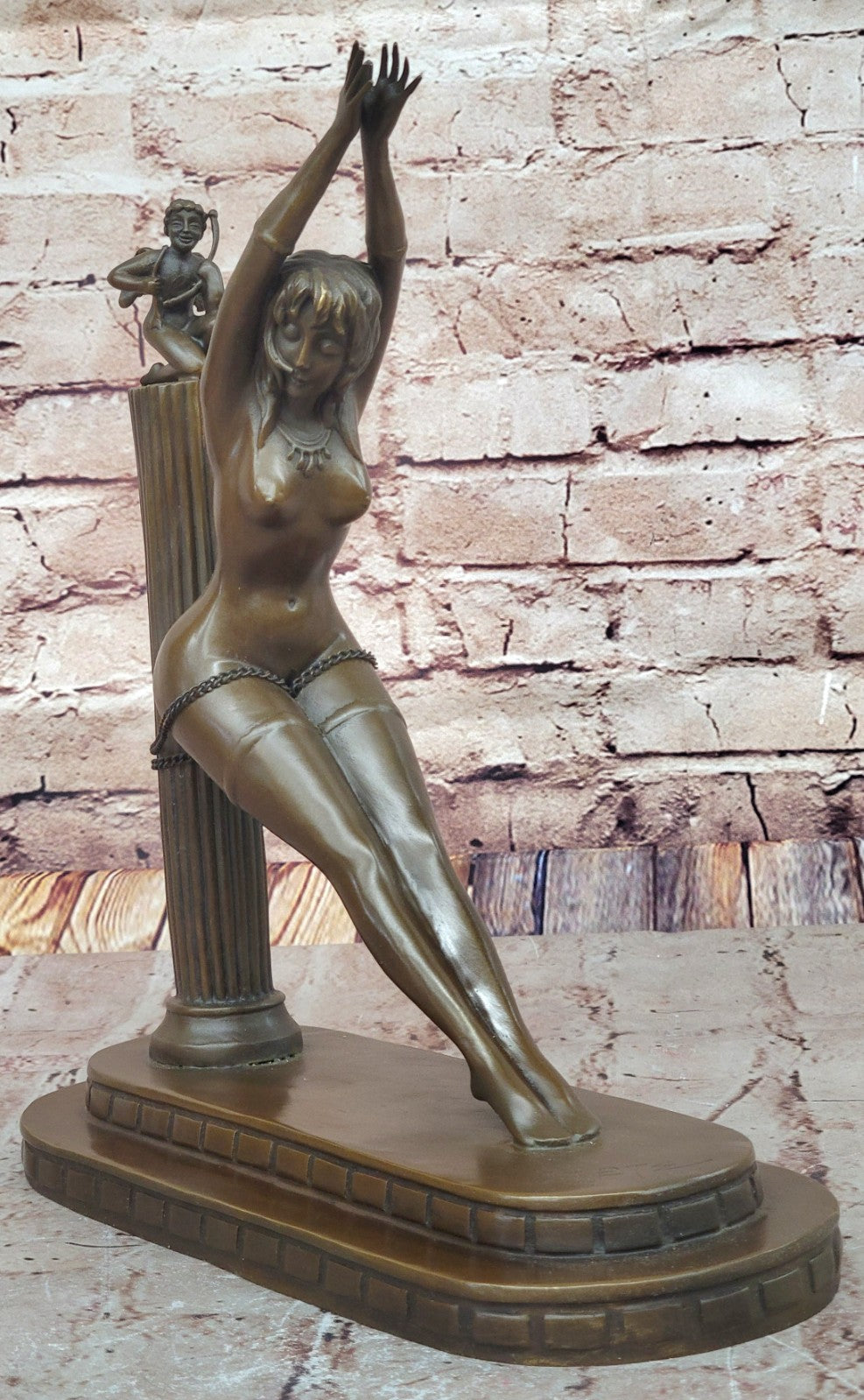 Elegant Bronze Female Nude Sculpture – Handcrafted Art Deco Figurine by Erte