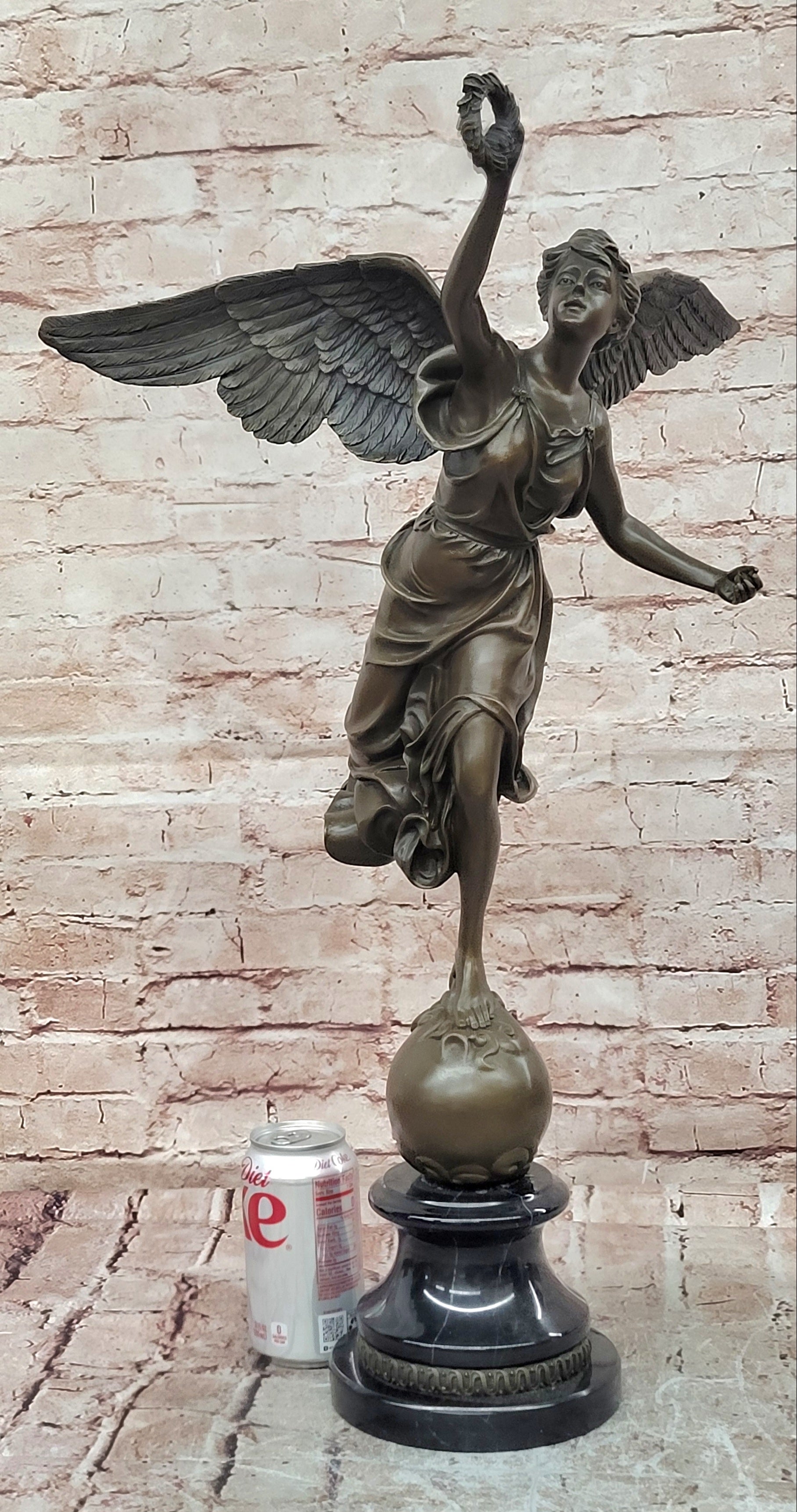 Bronze Victory Angel Nike Sculpture Signed Moreau Mythological Art Figurine