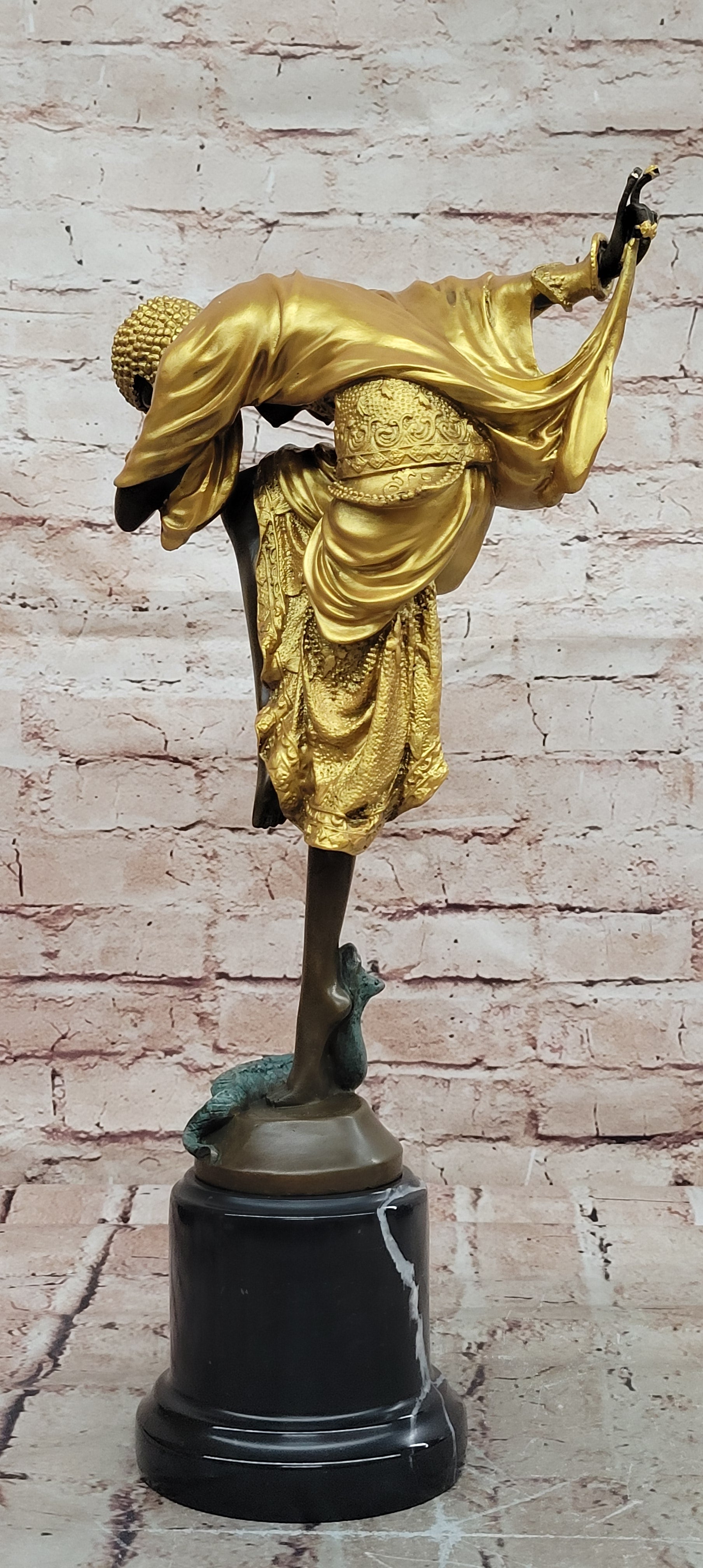 Signed Ankara Dancer Bronze Marble Figurine Ballet Music And Dance Lover Art