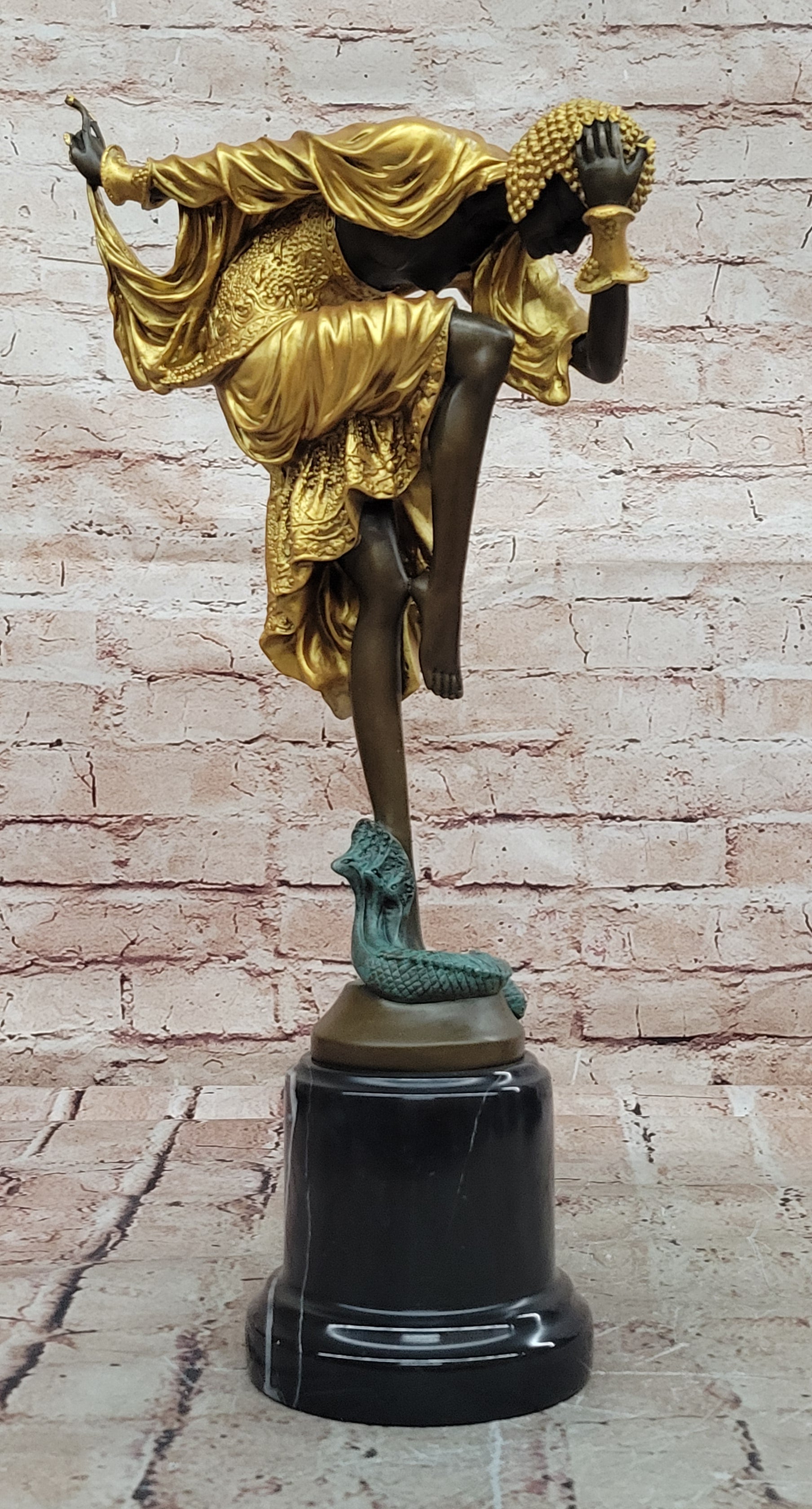 Signed Ankara Dancer Bronze Marble Figurine Ballet Music And Dance Lover Art
