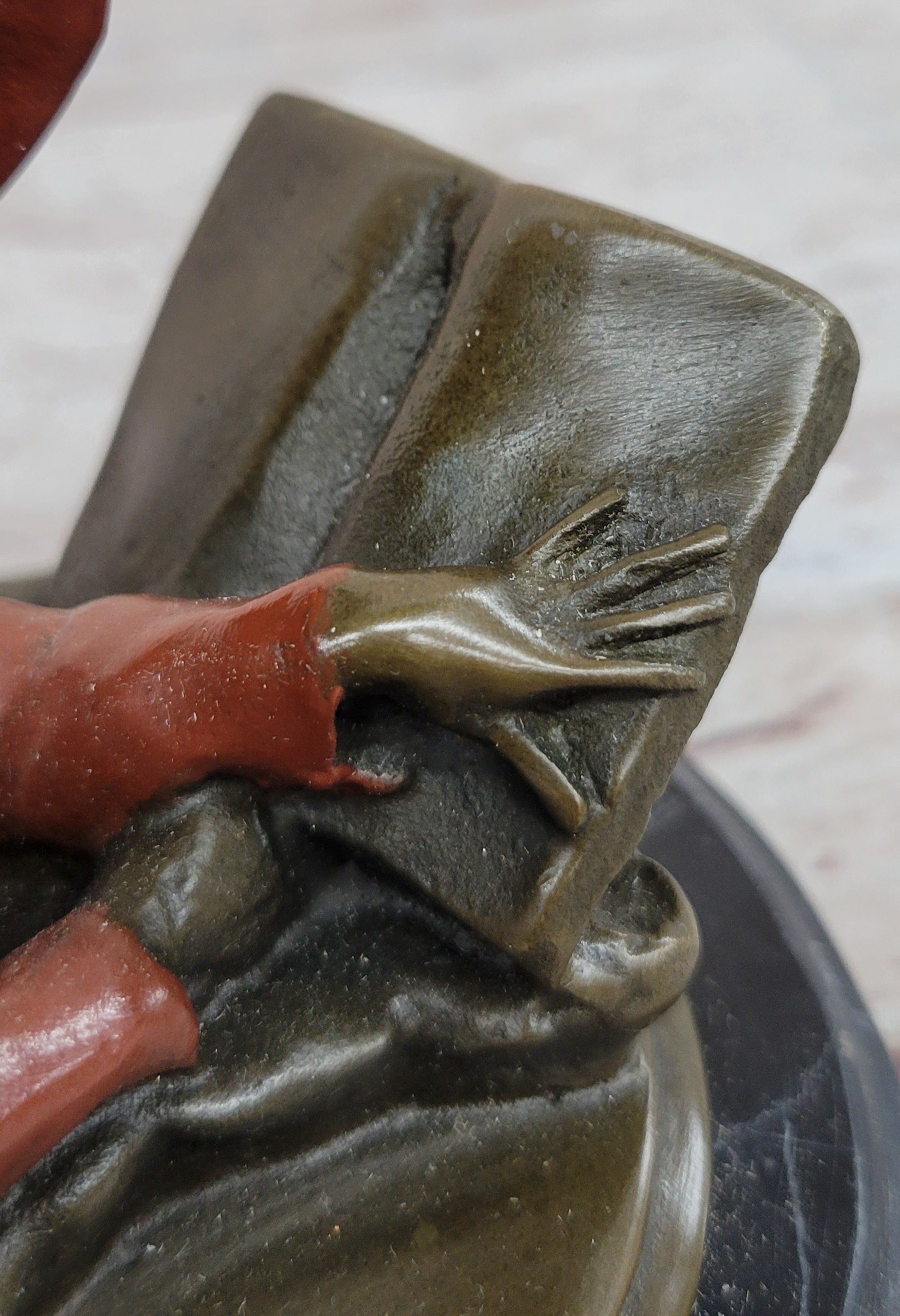 Vintage Bronze Statue Figure Sculpture Girl Reading Book Marble Base Artwork Gift