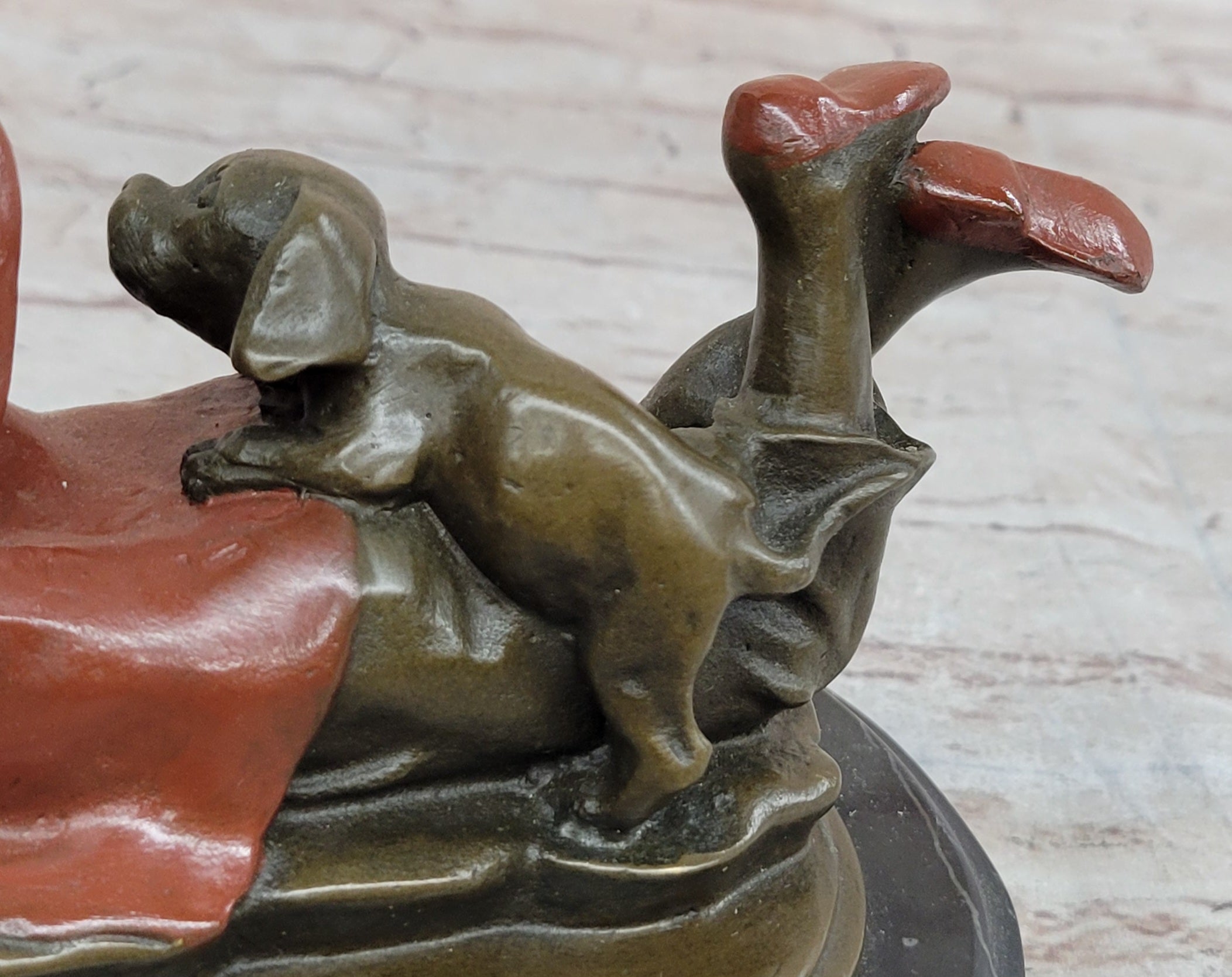 Vintage Bronze Statue Figure Sculpture Girl Reading Book Marble Base Artwork Gift