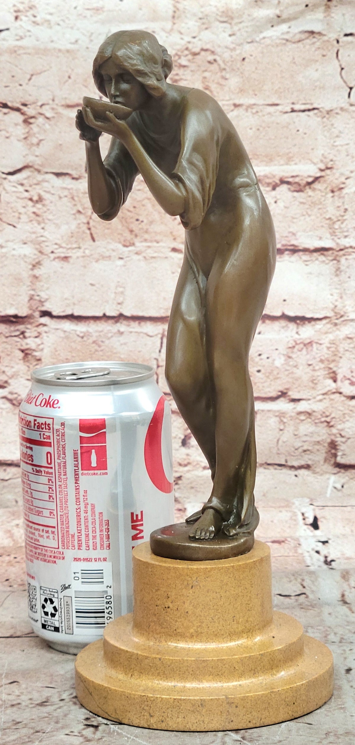 Art Deco Sculpture Woman Carry Water Bottle Girl Bronze Statue Figurine Decor