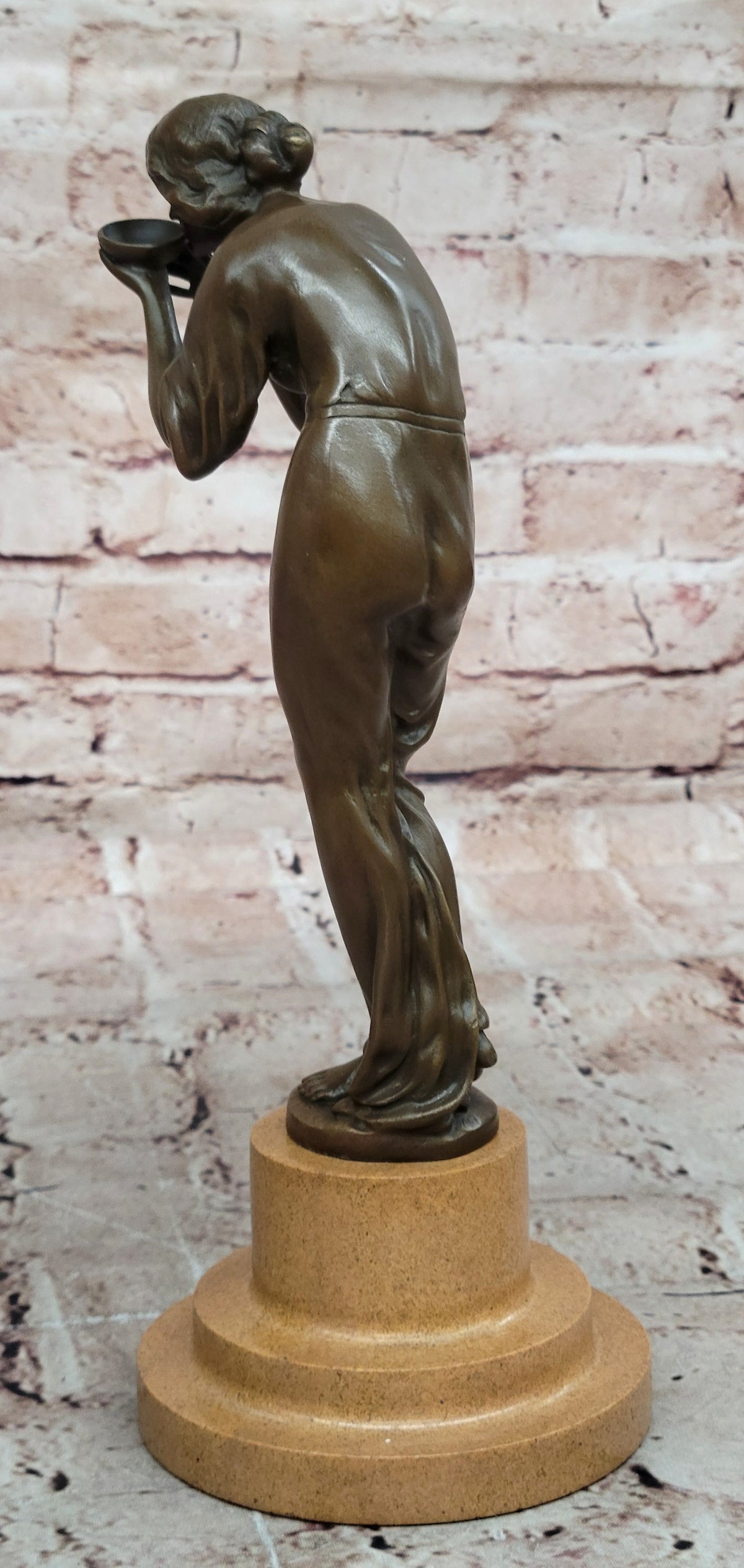 Art Deco Sculpture Woman Carry Water Bottle Girl Bronze Statue Figurine Decor