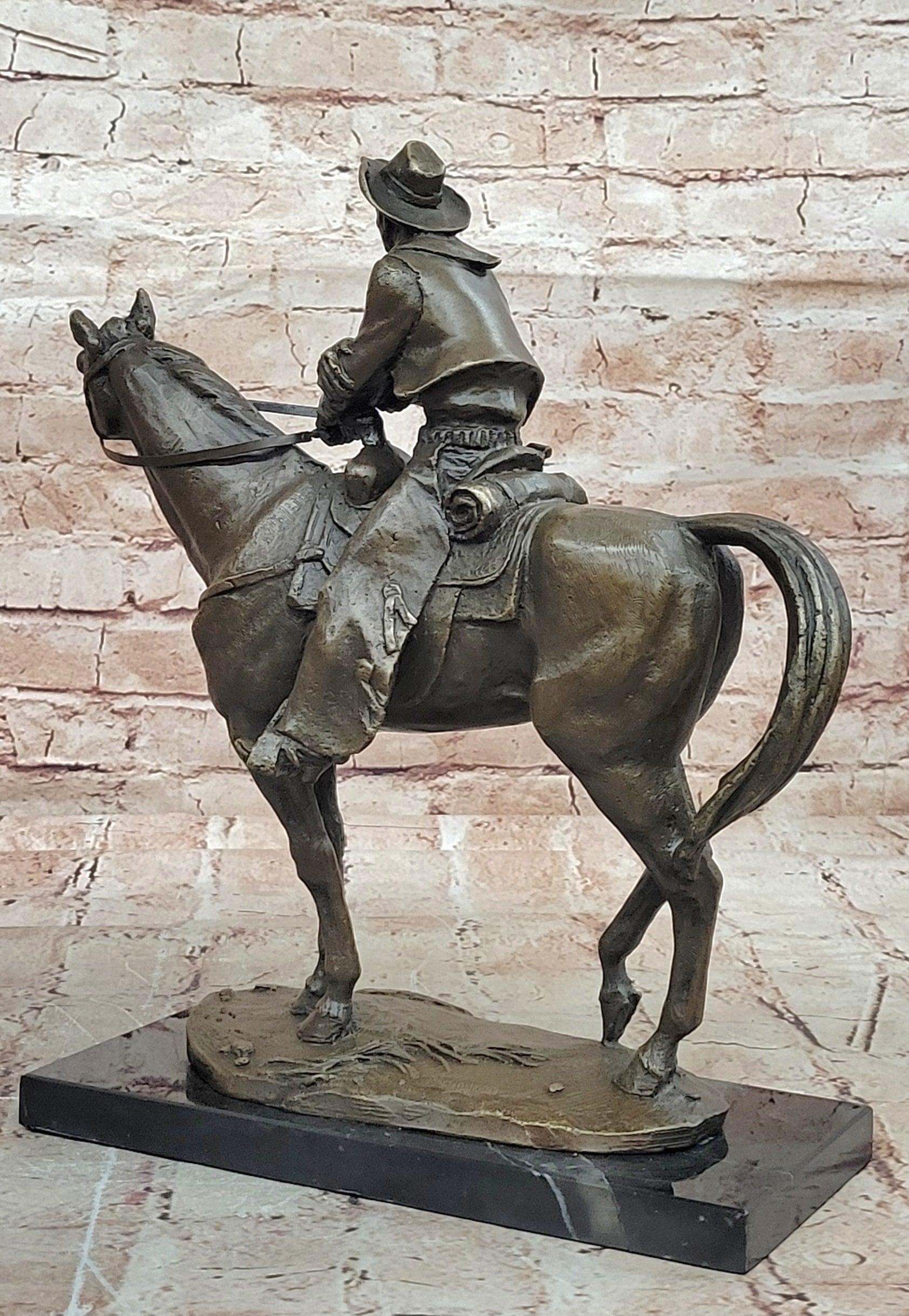 Commanding Bronze Sculpture Western & Horse Frederick Reminton Tribute