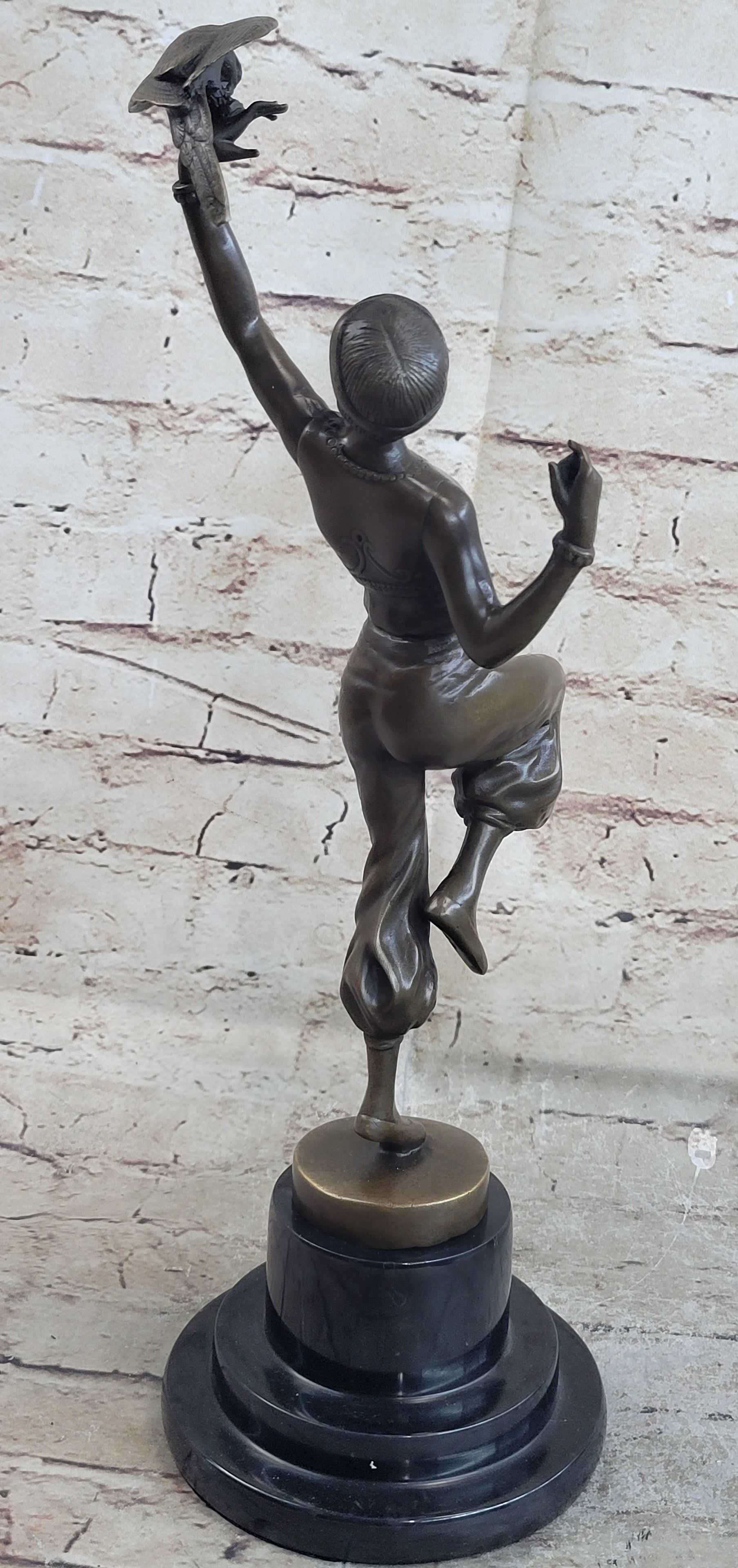 Art Nouveau Solid Bronze & Marble “Parrot Girl” Sculpture – Hot Cast Masterpiece SALE