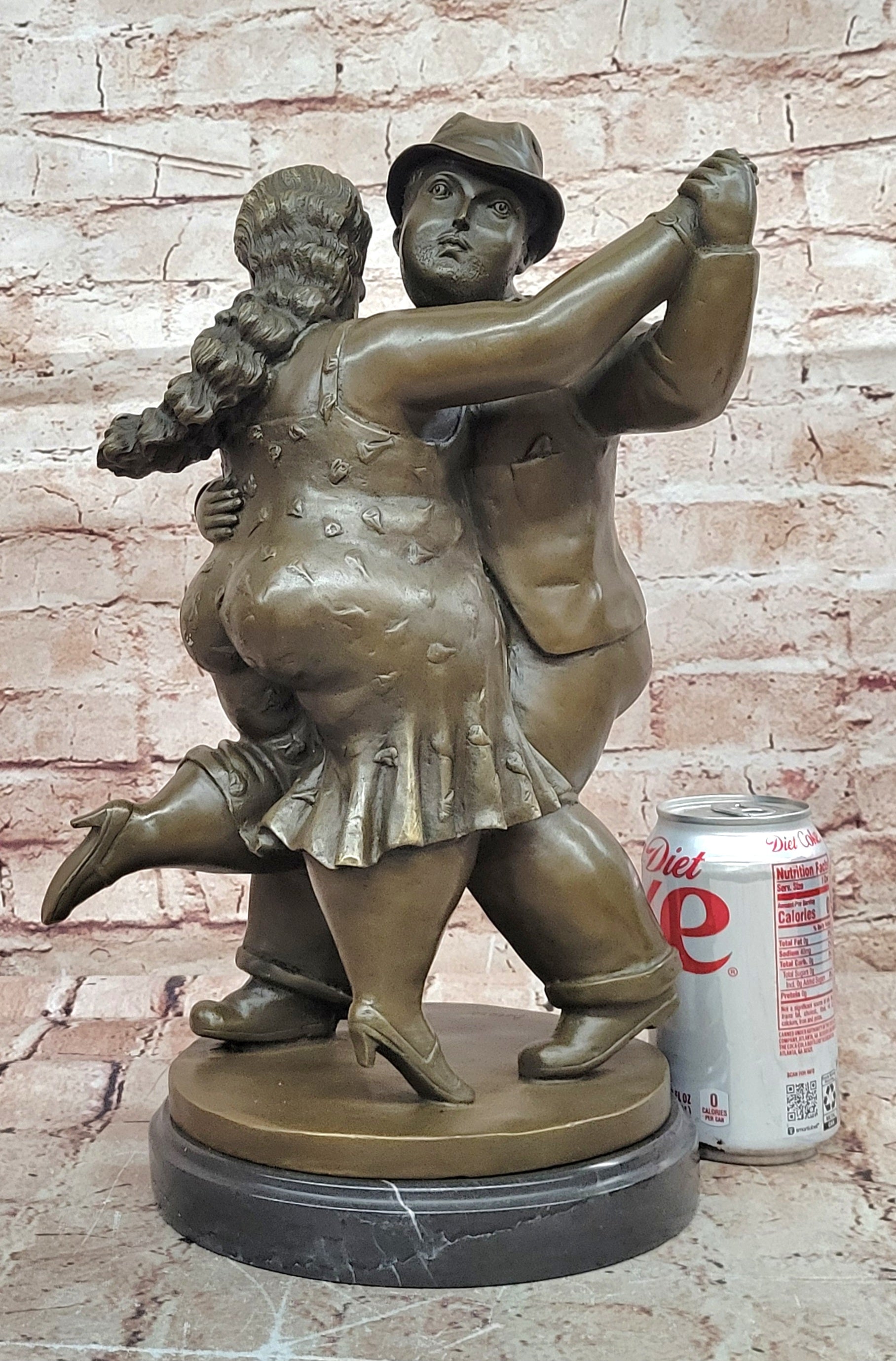 Modern Abstract Bronze Dancing Couple Statue Signed Collectible Sculpture