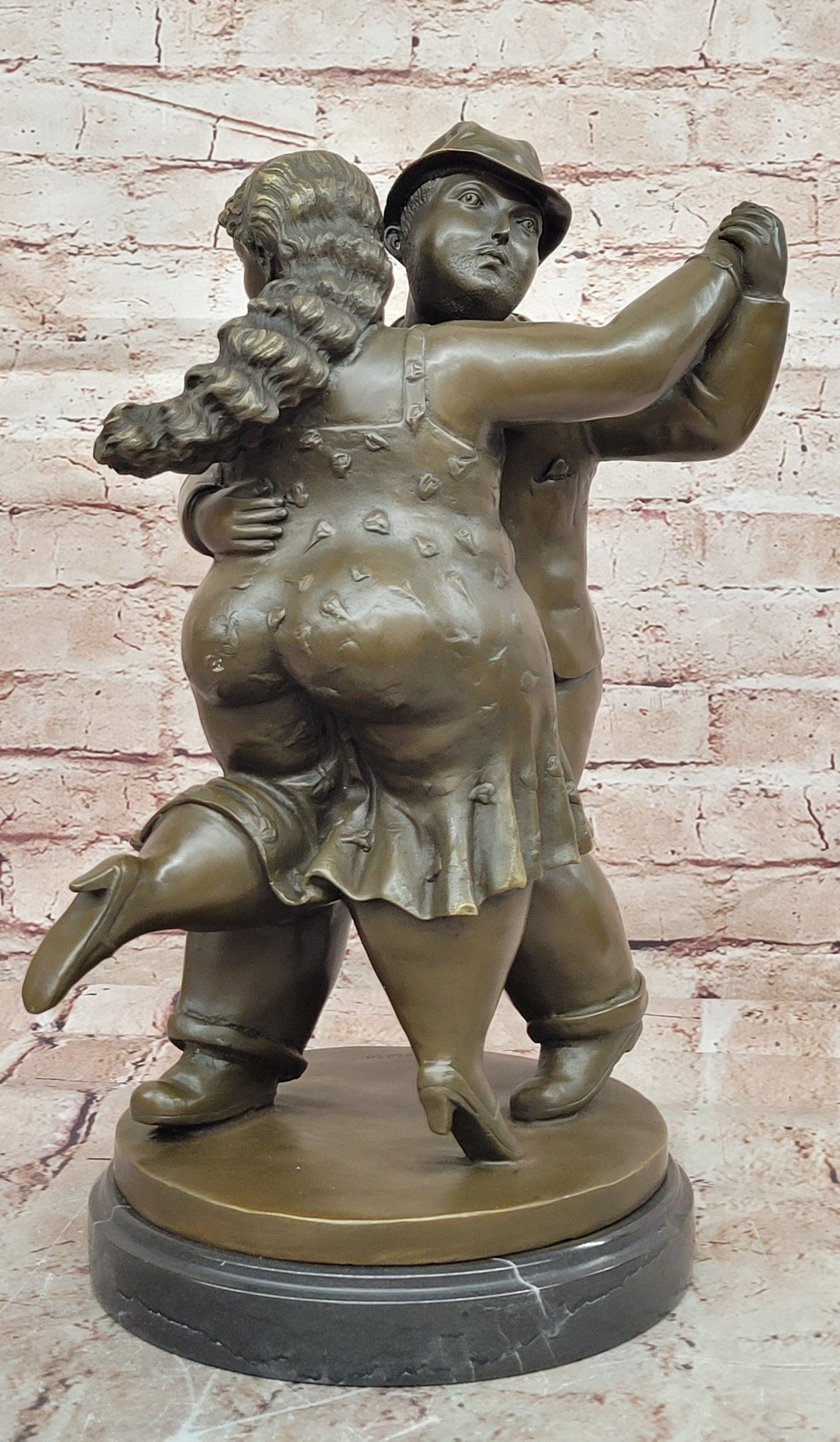 Modern Abstract Bronze Dancing Couple Statue Signed Collectible Sculpture