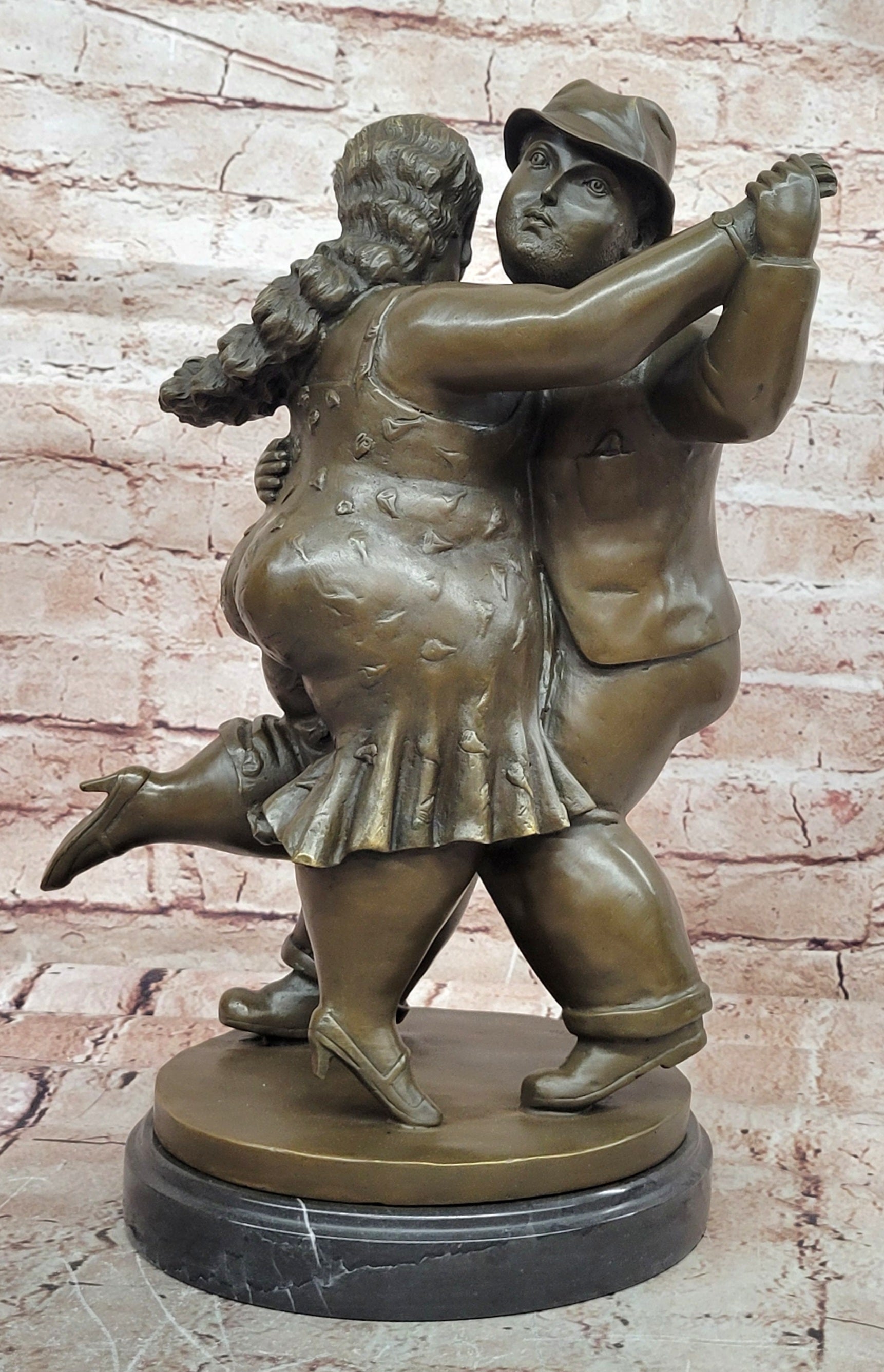 Modern Abstract Bronze Dancing Couple Statue Signed Collectible Sculpture
