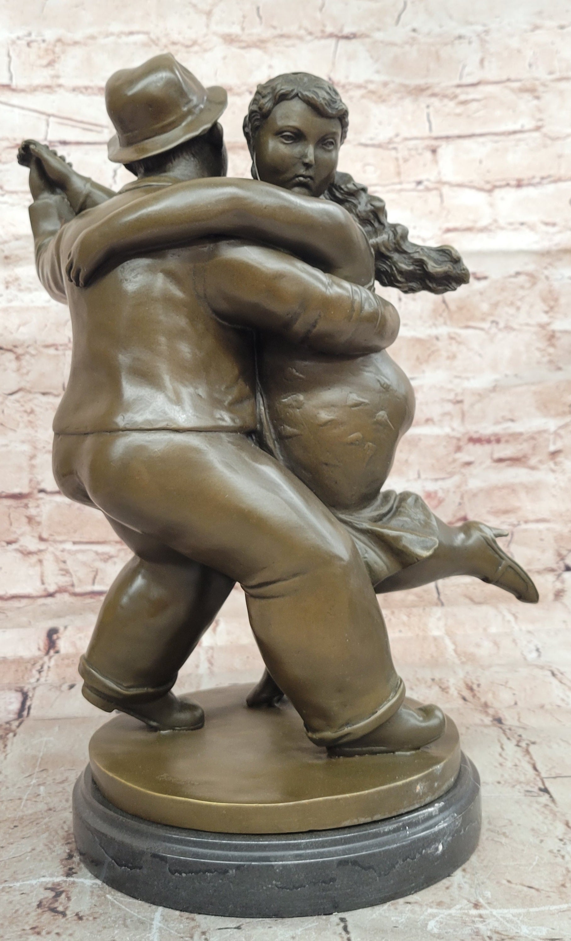 Modern Abstract Bronze Dancing Couple Statue Signed Collectible Sculpture