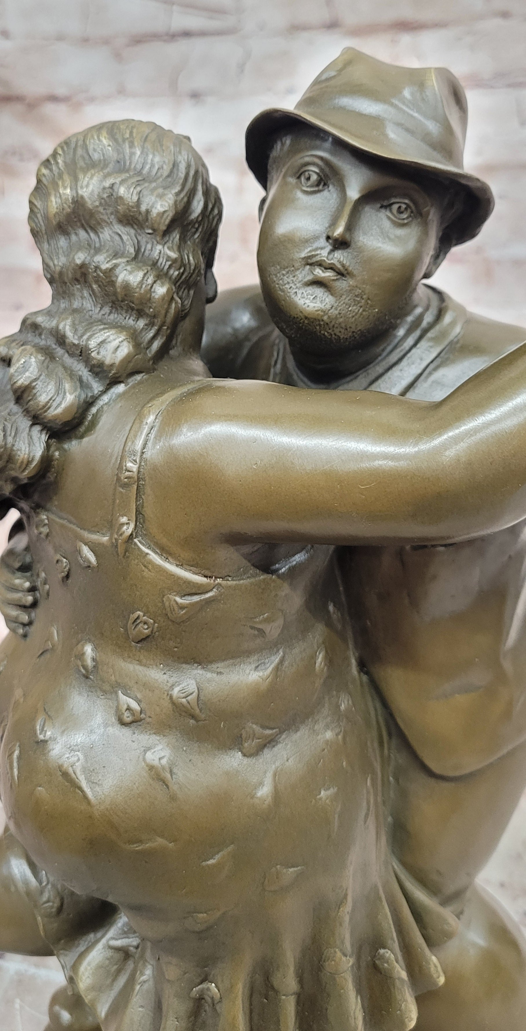Modern Abstract Bronze Dancing Couple Statue Signed Collectible Sculpture