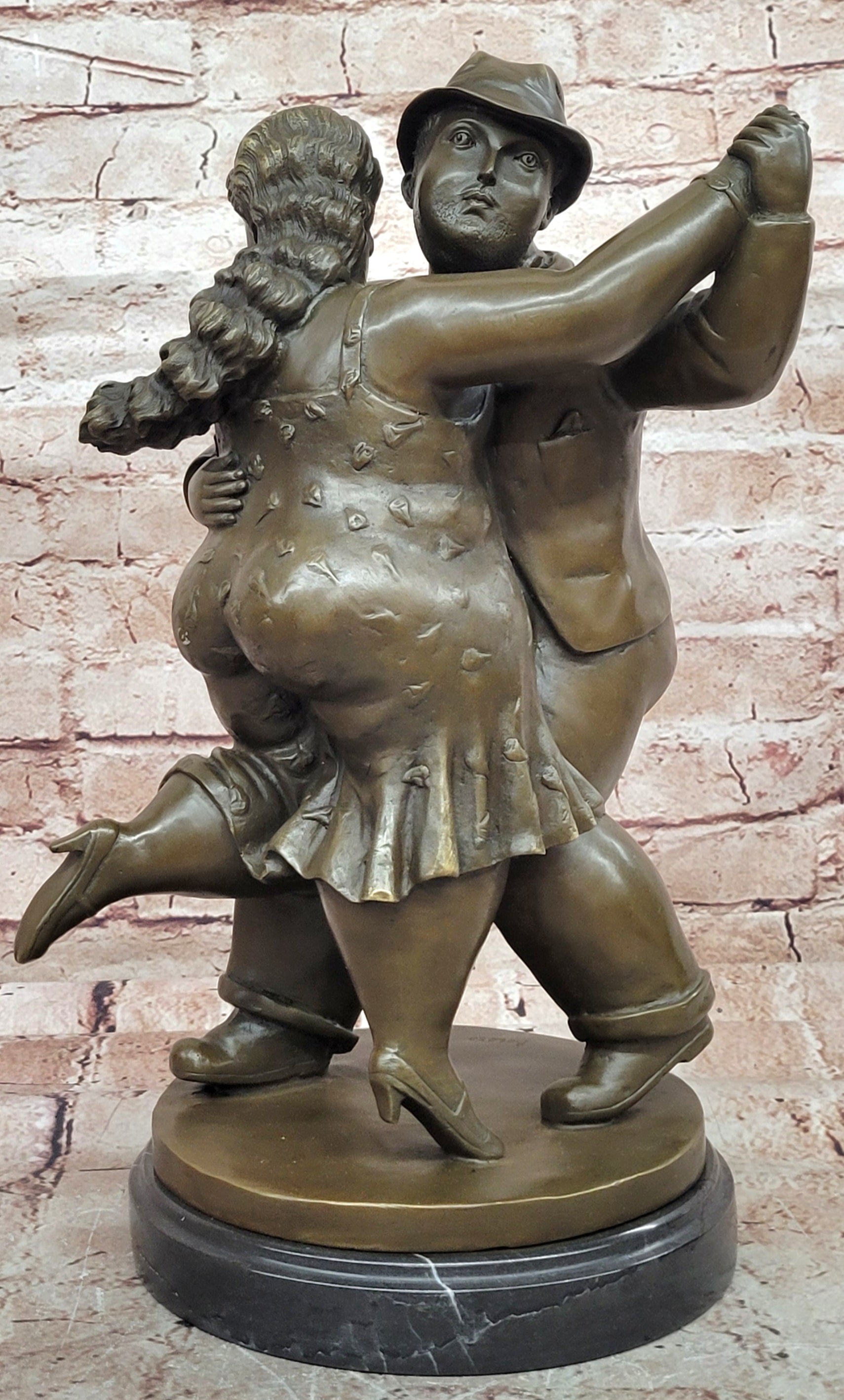 Modern Abstract Bronze Dancing Couple Statue Signed Collectible Sculpture