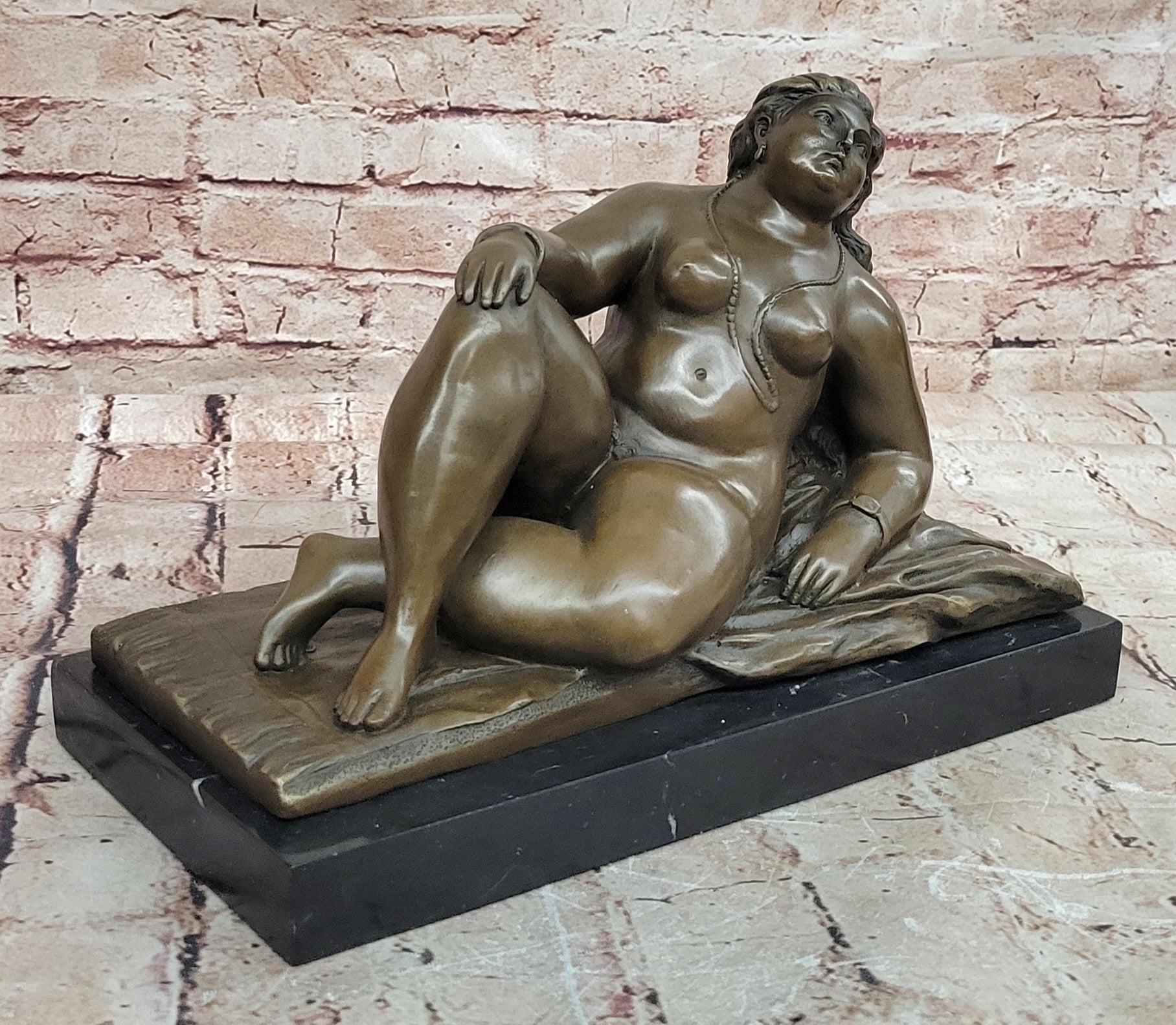 Fernando Botero Bronze Nude Woman Sculpture La Playa Hot Cast Figurine