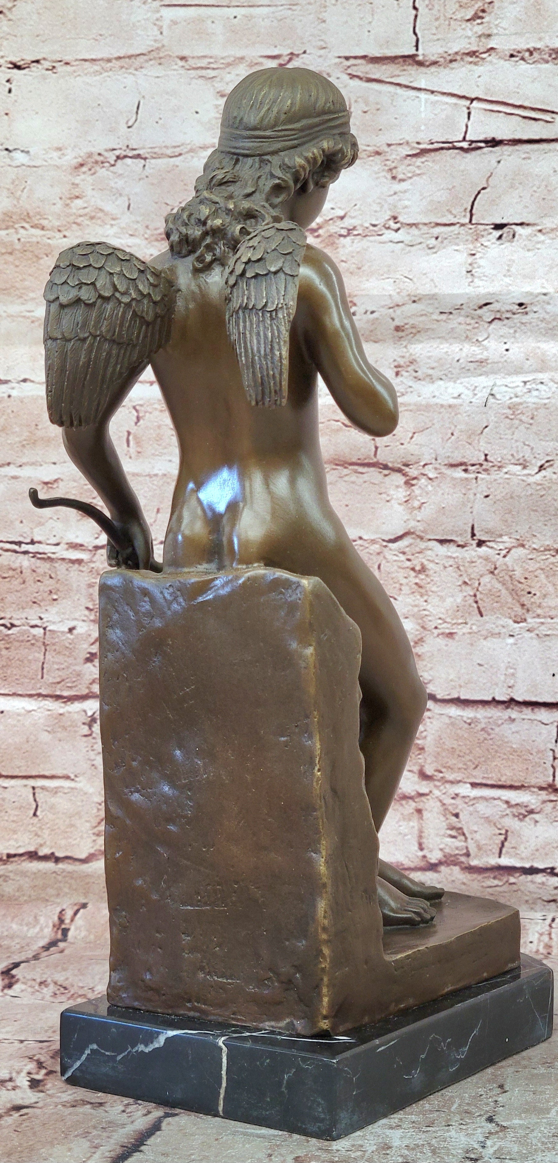 Milo Signed Bronze Cupid Sculpture Romantic Mythological Fine Art Statue