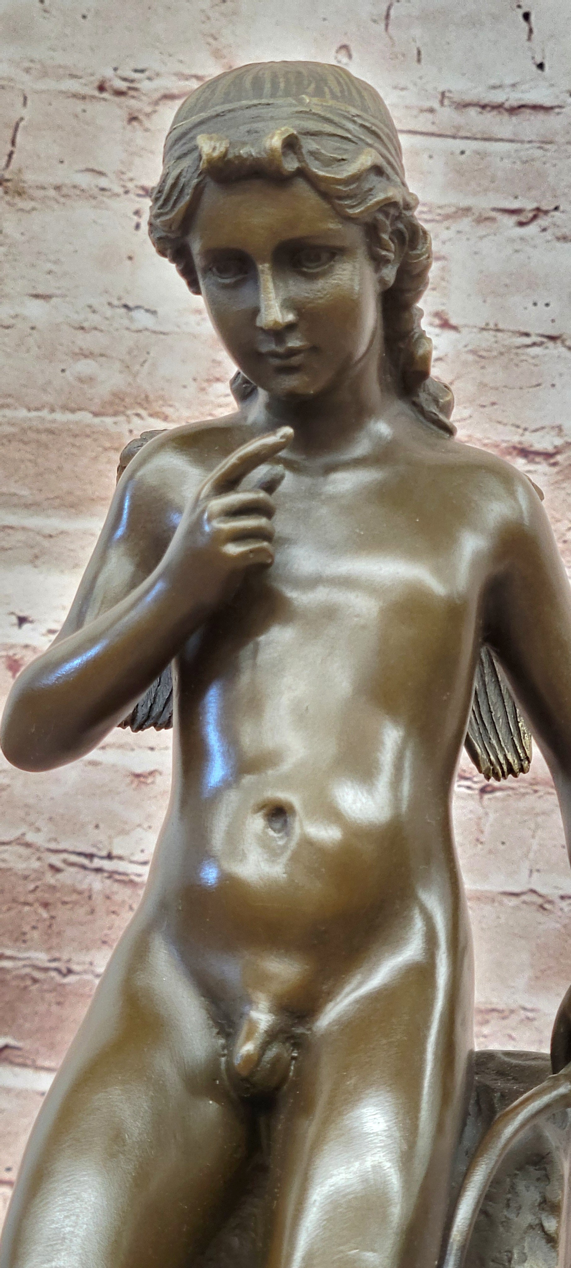 Milo Signed Bronze Cupid Sculpture Romantic Mythological Fine Art Statue