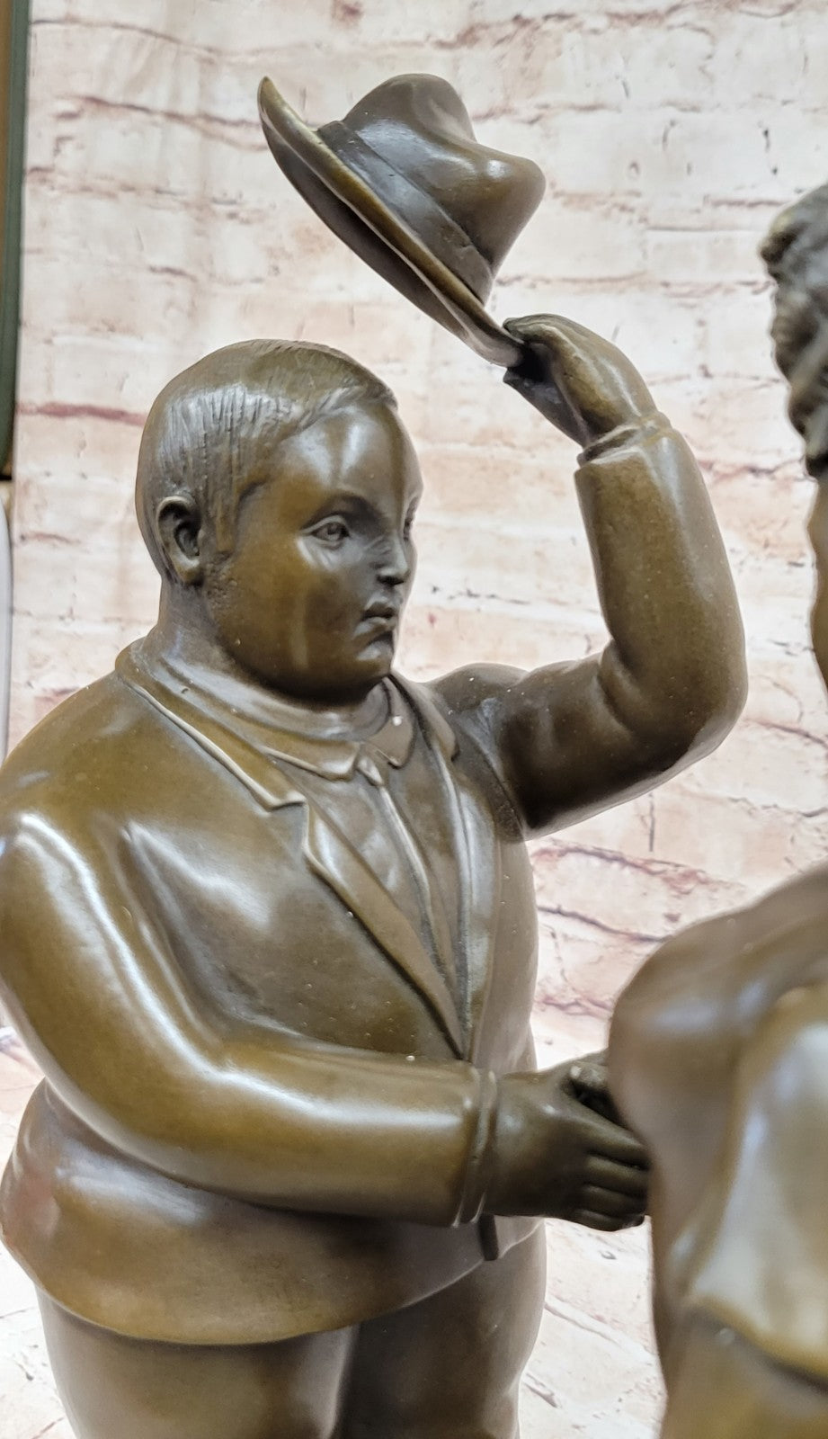 Abstract Modern Art English Man and Woman Bronze Sculpture Signed Botero Figure