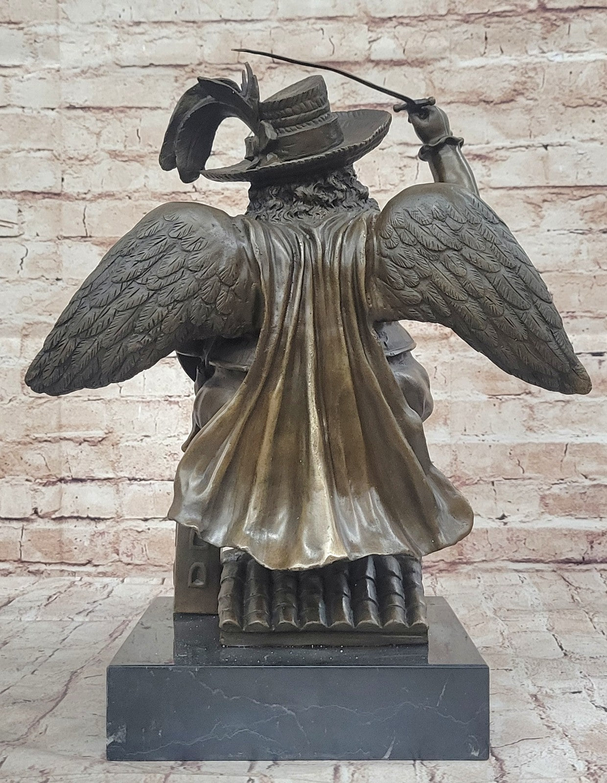 Bronze Sculpture Signed Botero Hand Made Arch Angel With Sword and Wings