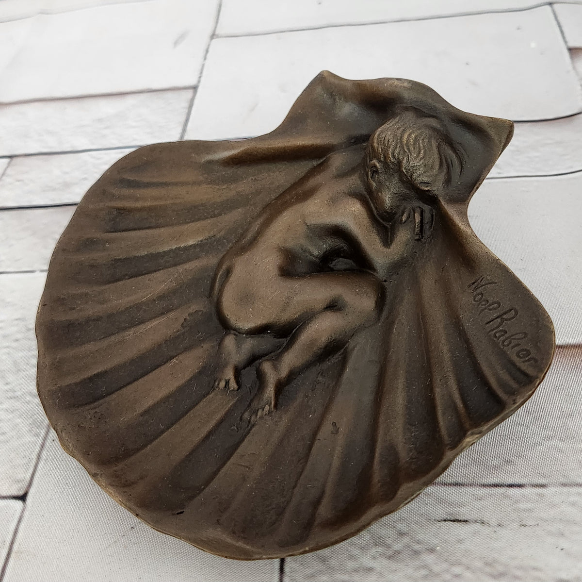 Art Deco Erotic Nude Boy Ashtray Bronze Sculpture Figurine Figure Decor Figure
