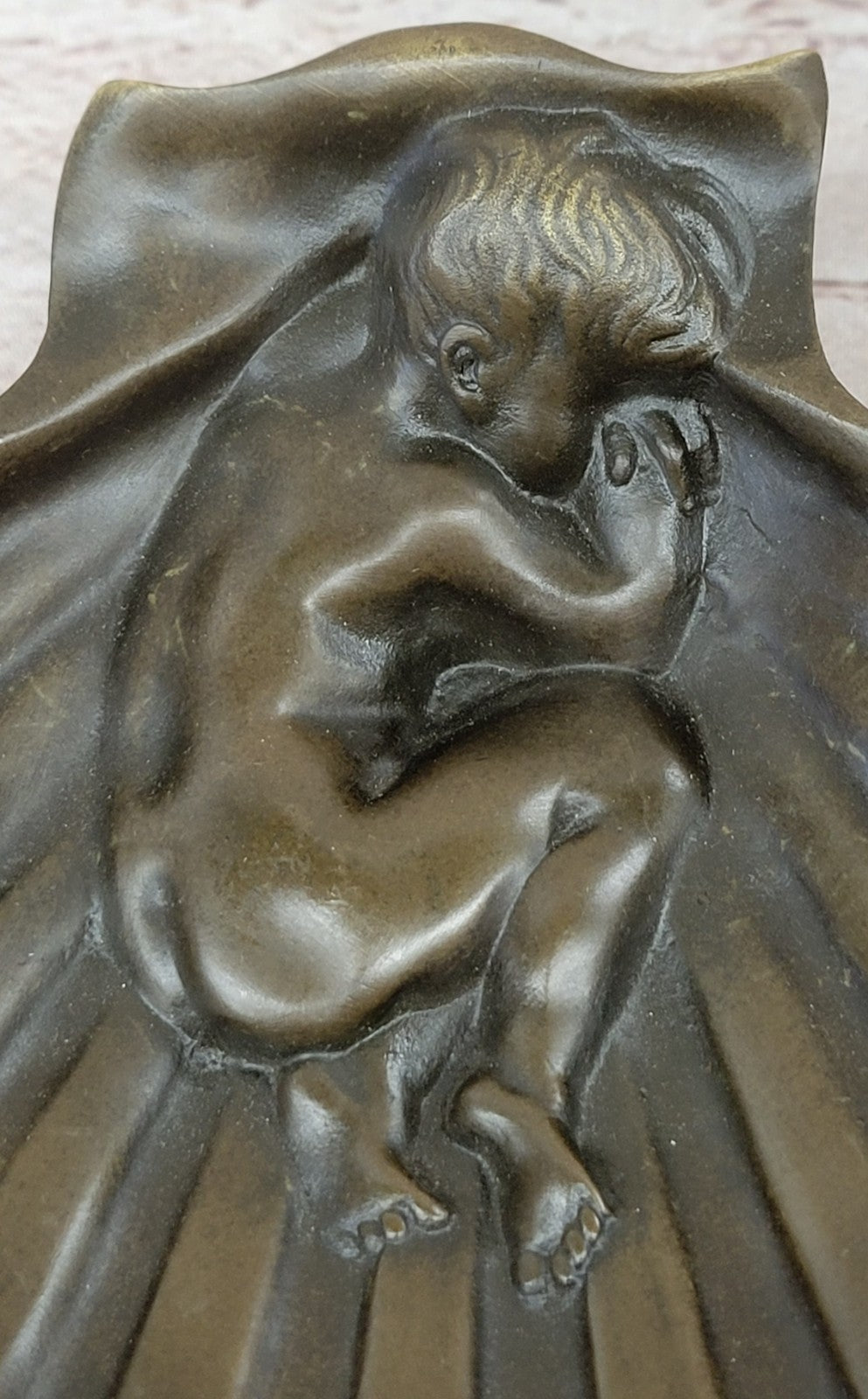 Art Deco Erotic Nude Boy Ashtray Bronze Sculpture Figurine Figure Decor Figure