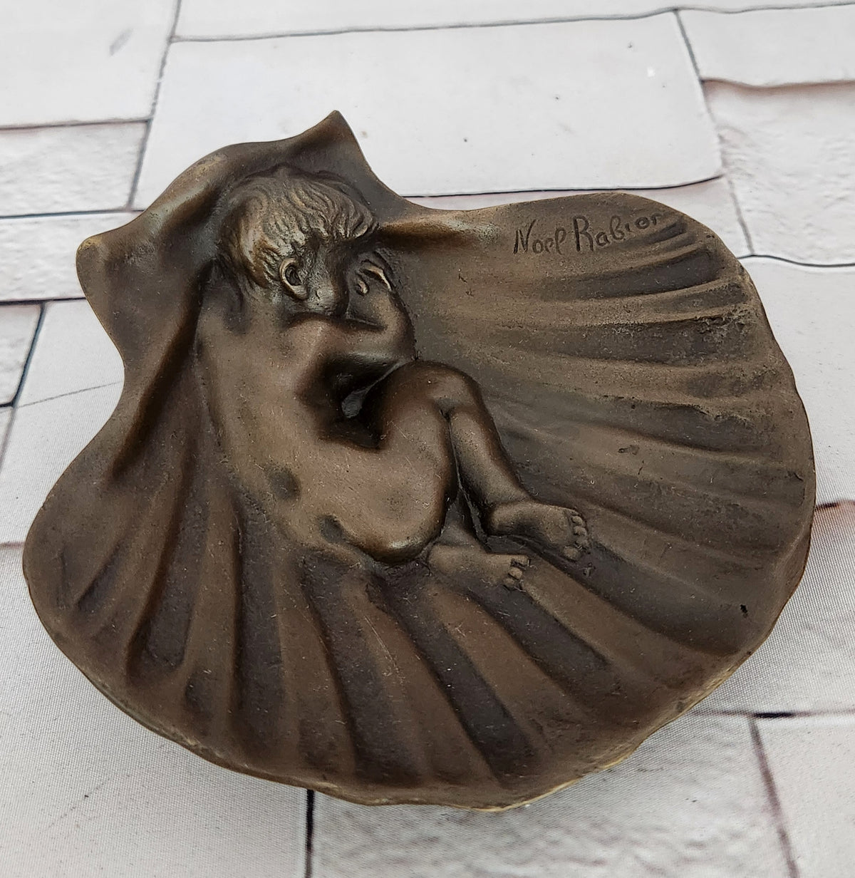 Art Deco Erotic Nude Boy Ashtray Bronze Sculpture Figurine Figure Decor Figure