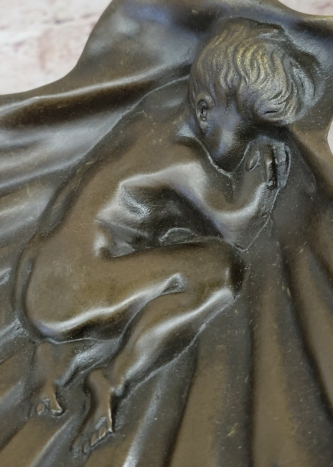 Art Deco Erotic Nude Boy Ashtray Bronze Sculpture Figurine Figure Decor Figure