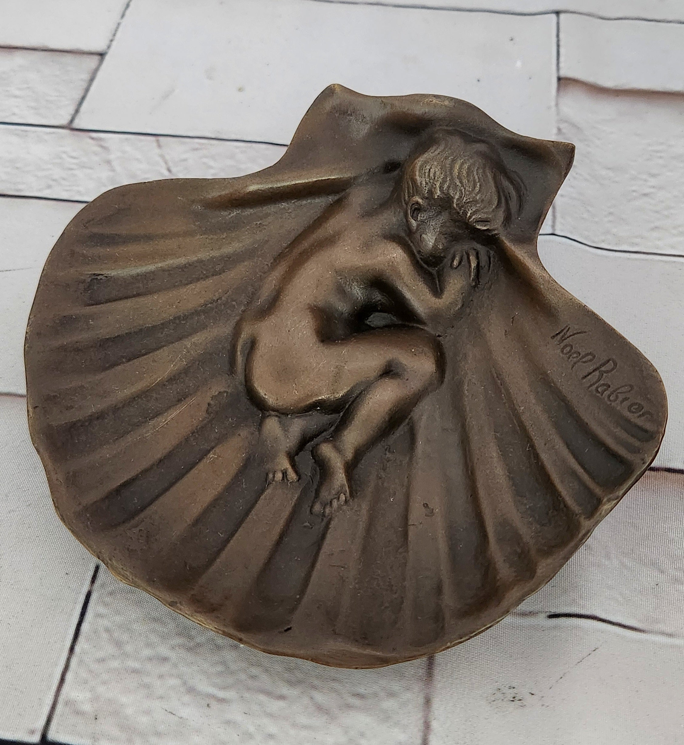 Art Deco Erotic Nude Boy Ashtray Bronze Sculpture Figurine Figure Decor Figure