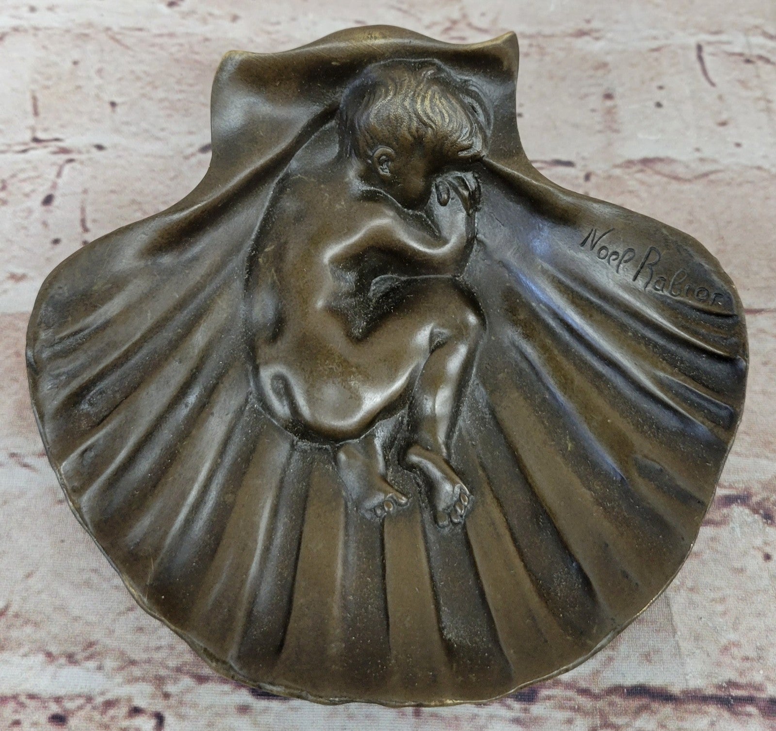 Art Deco Erotic Nude Boy Ashtray Bronze Sculpture Figurine Figure Decor Figure