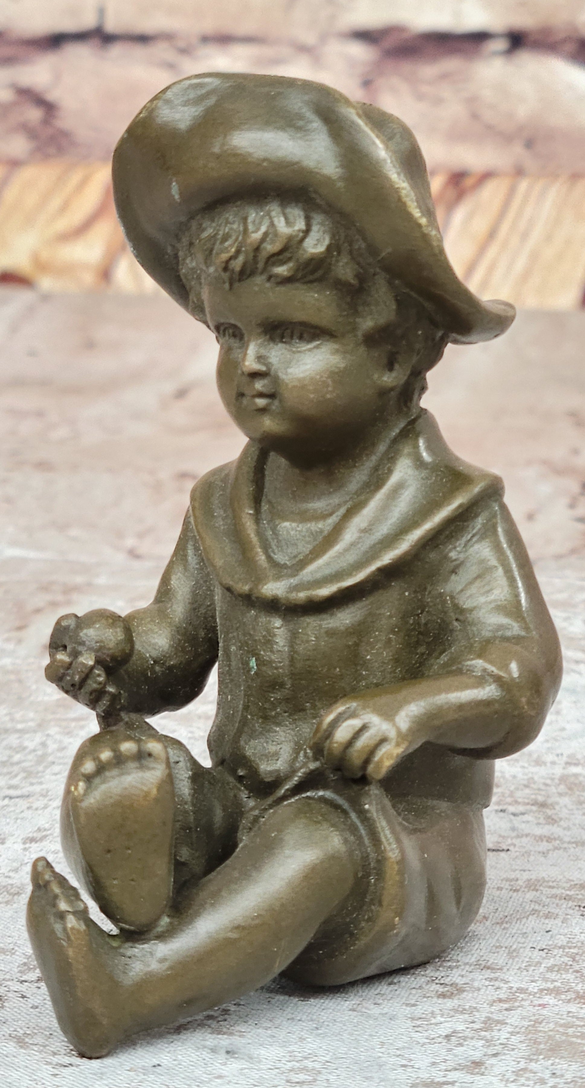 Farmer Boy Bronze Statue Garden Ornament Lost wax Method Statue