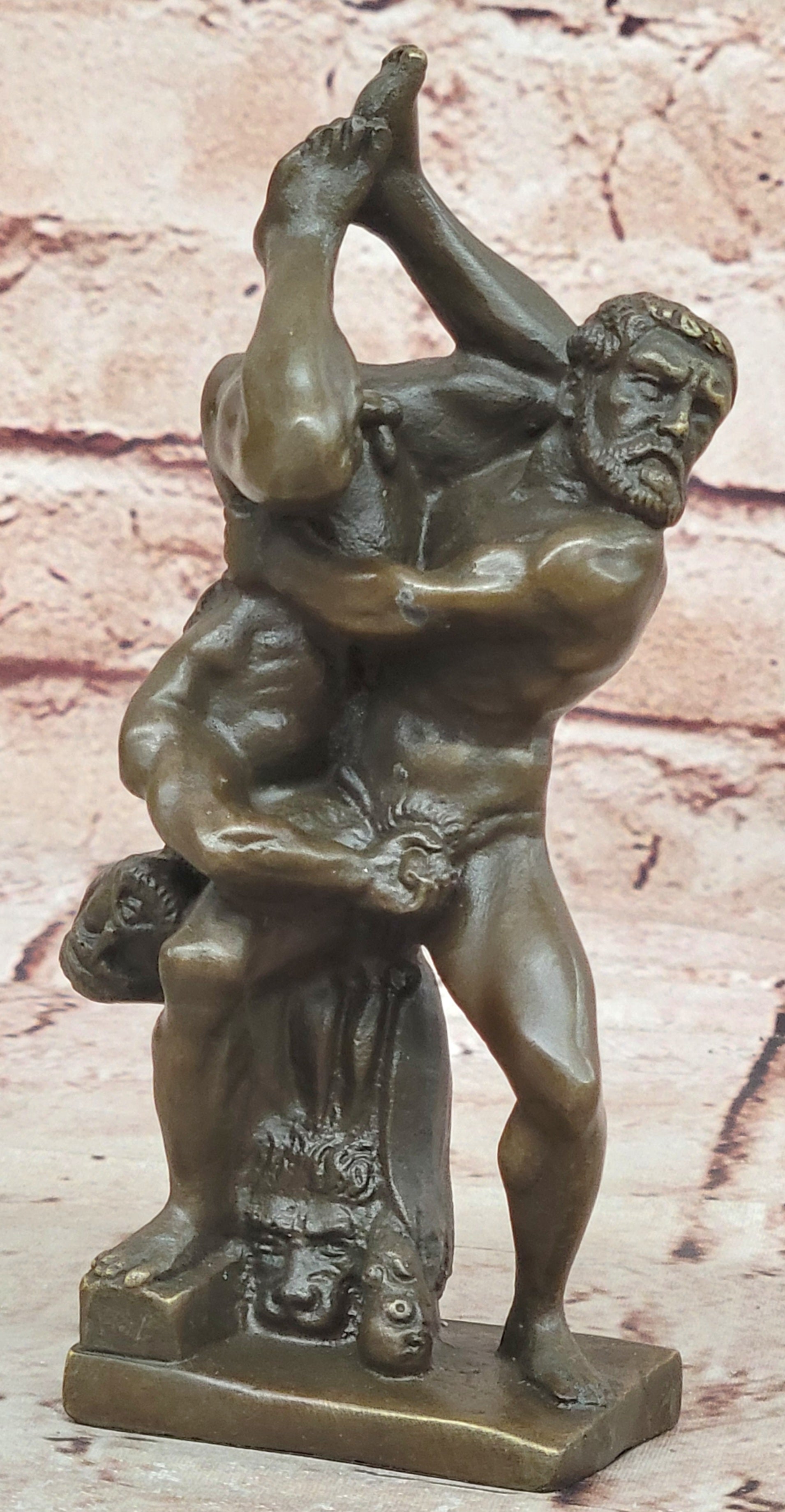 Miniature Austria Wresting Men Bronze Artwork Signed Sculpture Figurine