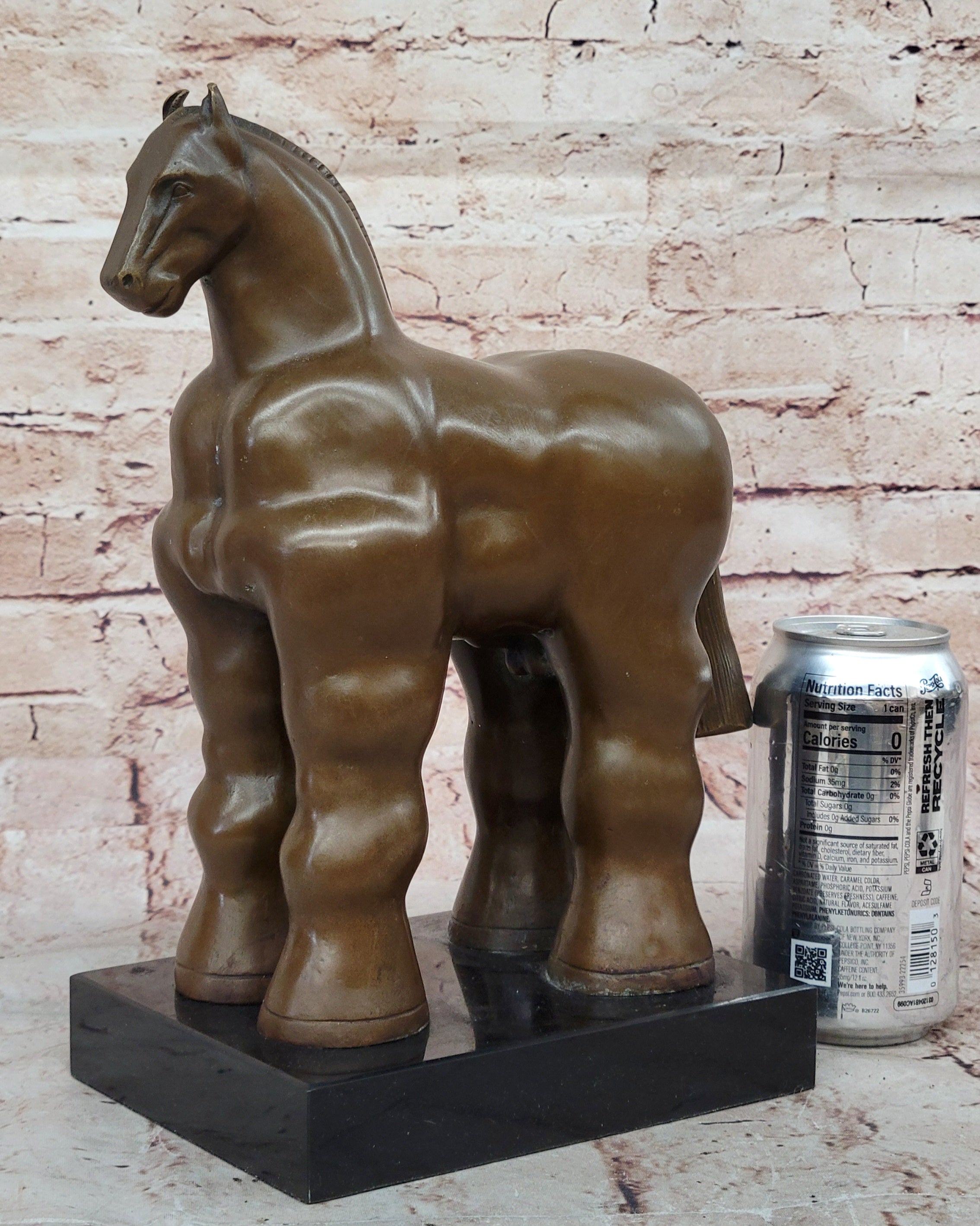 Bronze Sculpture Art Deco Marble Base Abstract Inspired Fernando Botero Horse
