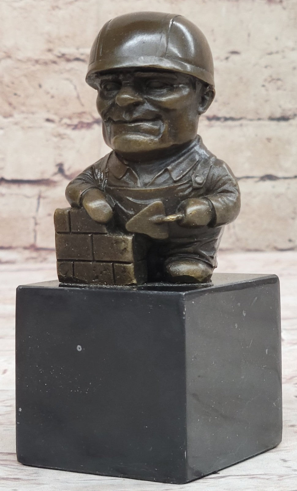 Bronze Statue of a construction worker working on a wall Sculpture Figure