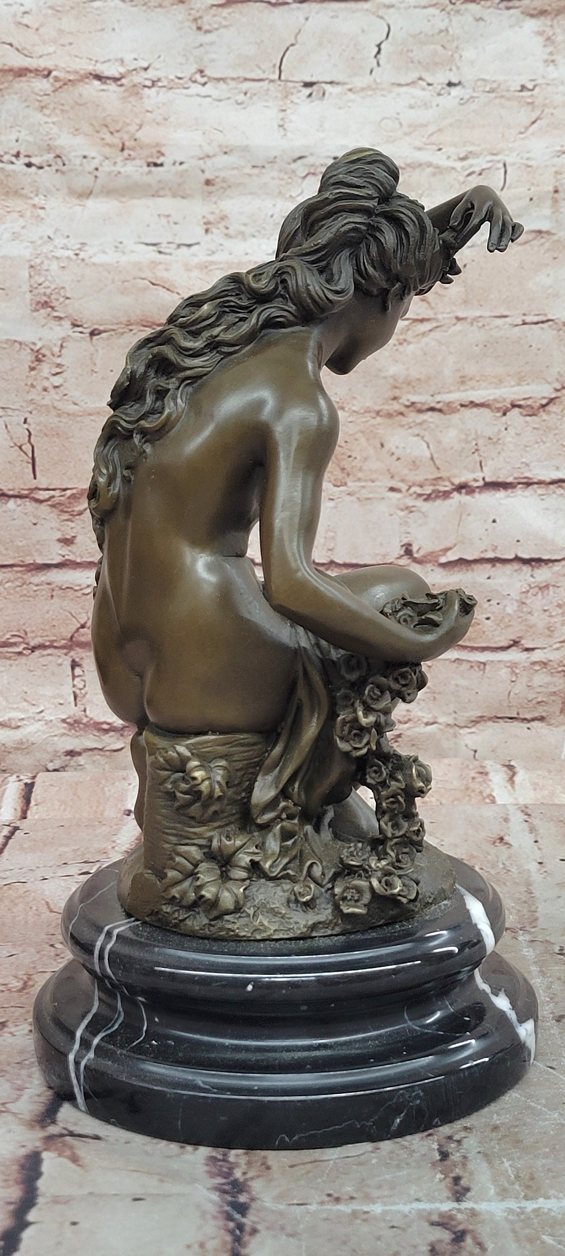 Premium Jean Patoue Bronze Nude with Rose Gallery Edition Artwork Art