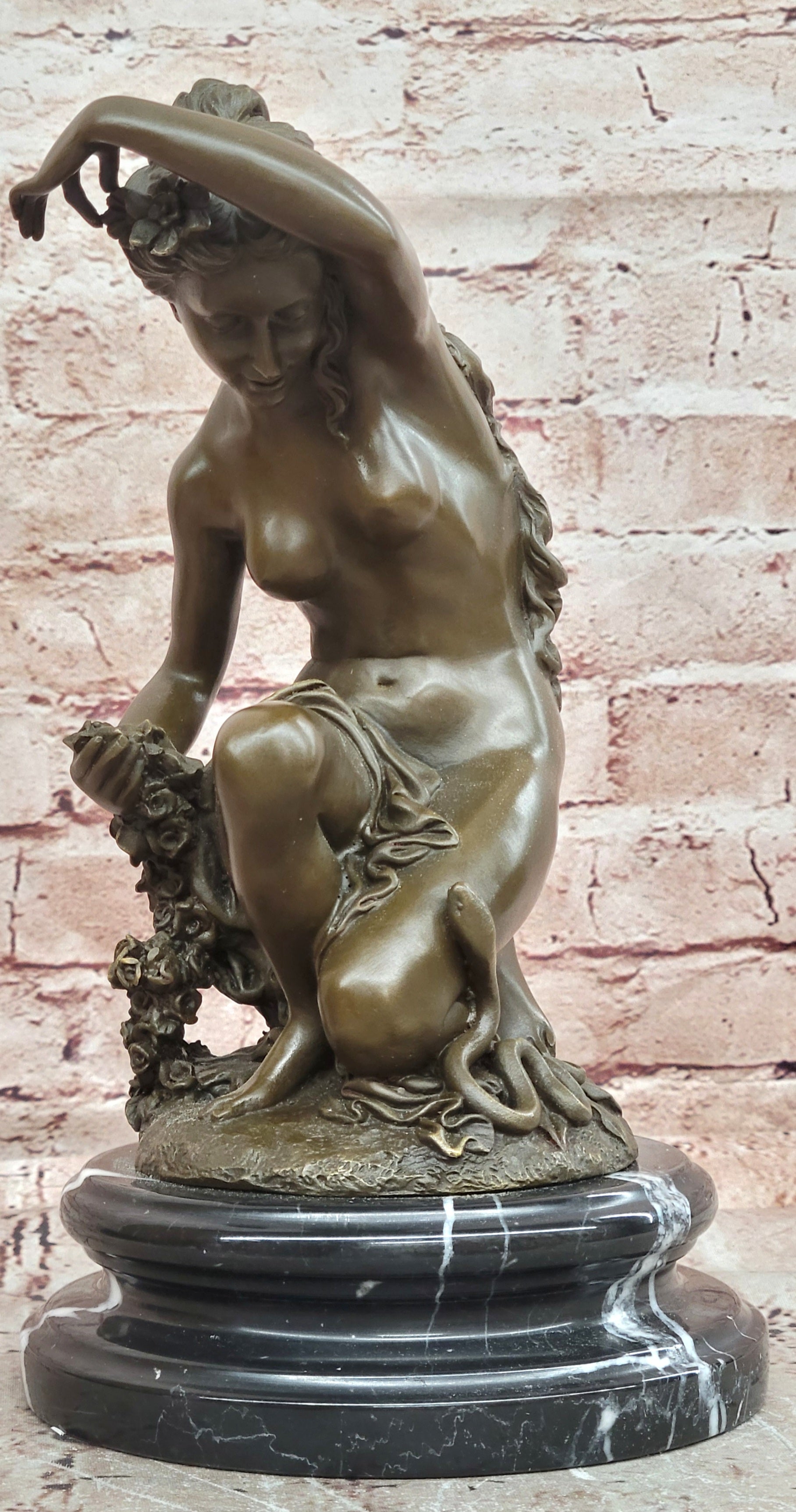 Premium Jean Patoue Bronze Nude with Rose Gallery Edition Artwork Art