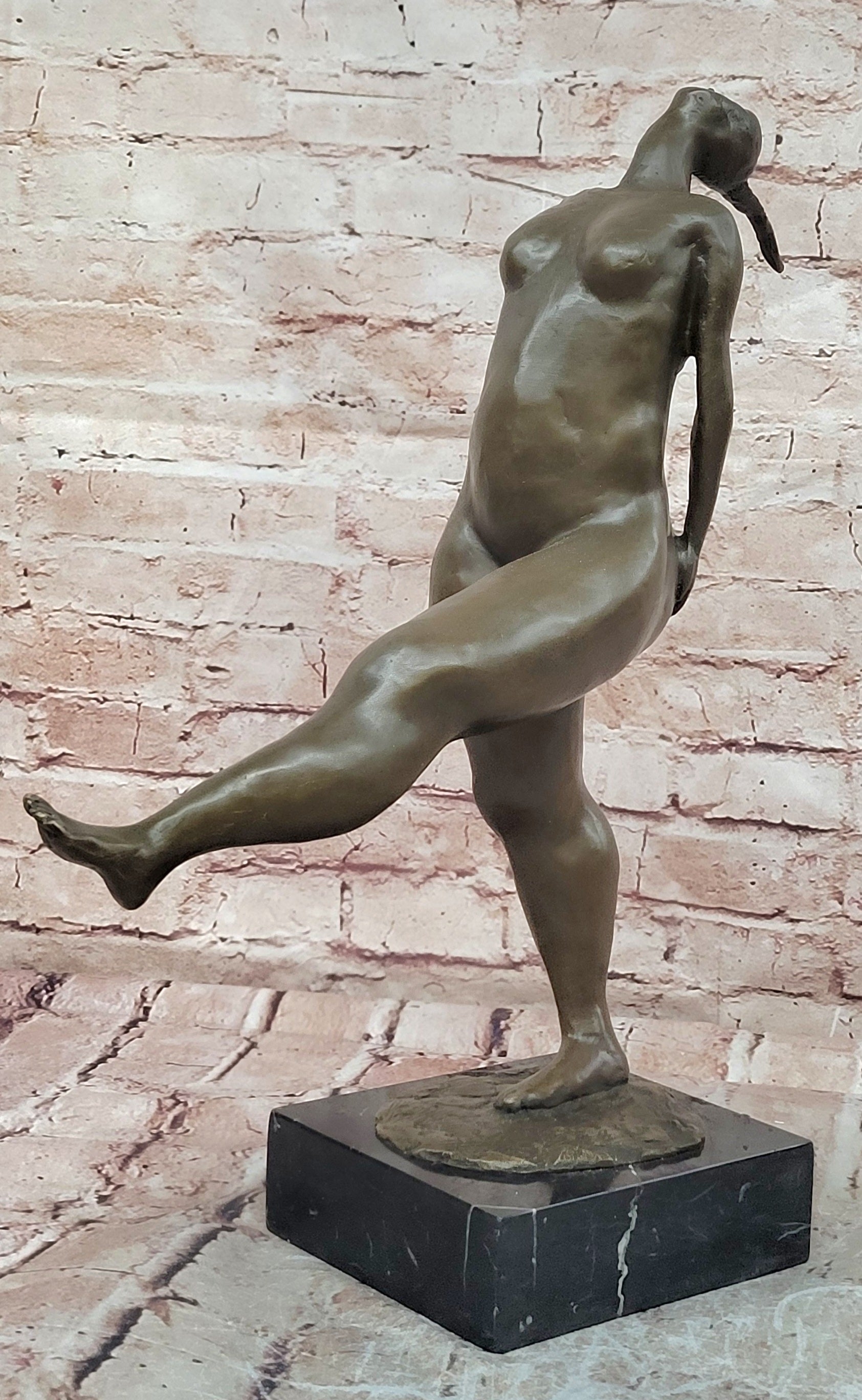 Handcrafted Aldo Vitaleh Nude Female Bronze Sculpture Marble Base Fine Art