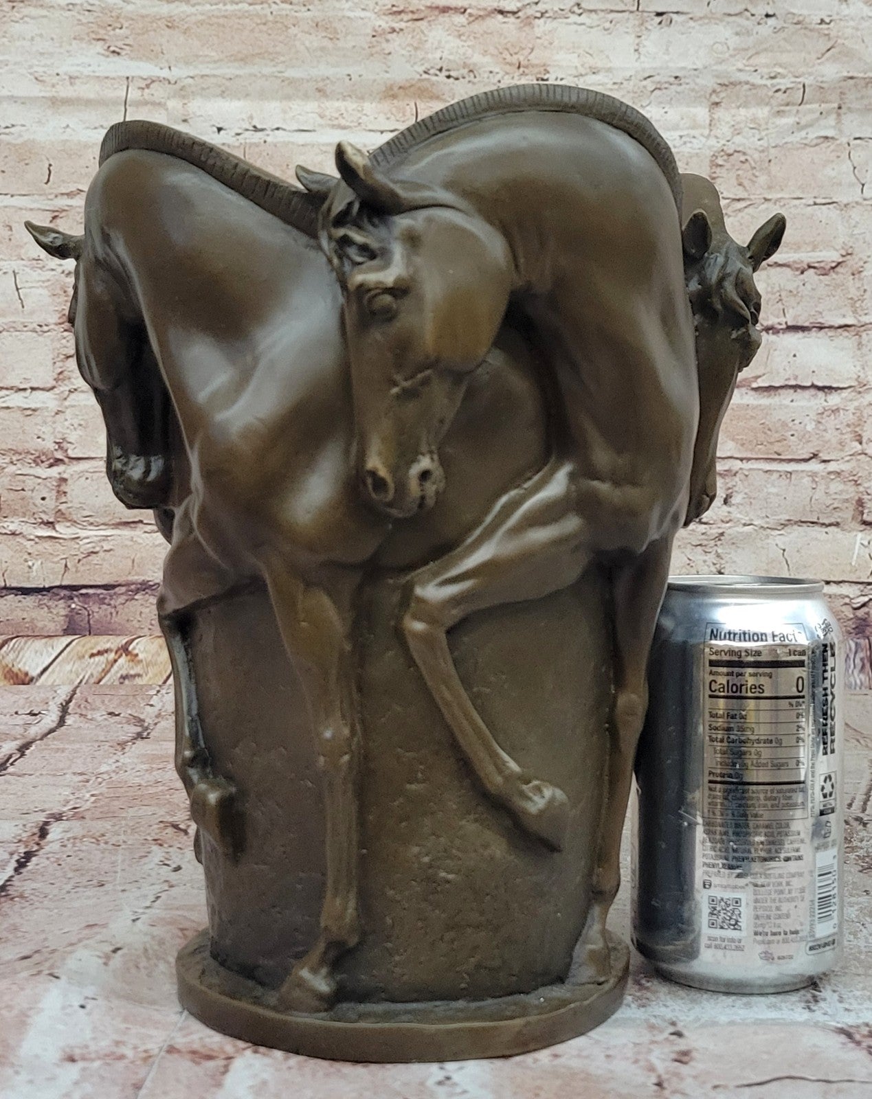 Bronze Sculpture Vase Trash Can Horses Horse Stallion Centerpiece Figurine Sale