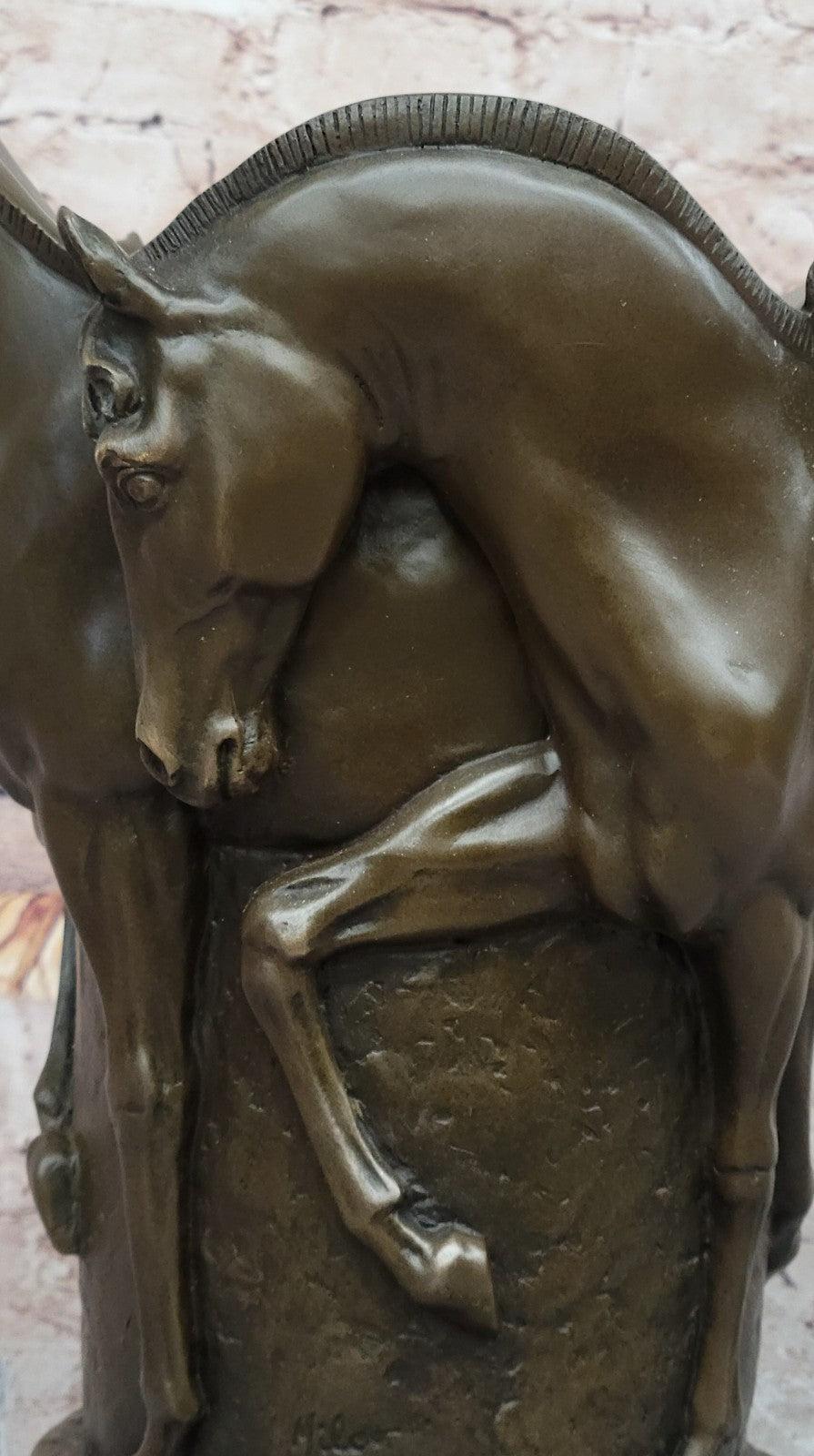 Bronze Sculpture Vase Trash Can Horses Horse Stallion Centerpiece Figurine Sale