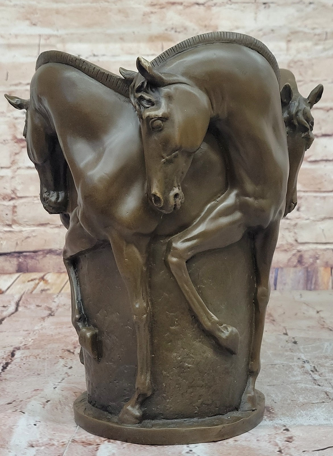 Bronze Sculpture Vase Trash Can Horses Horse Stallion Centerpiece Figurine Sale