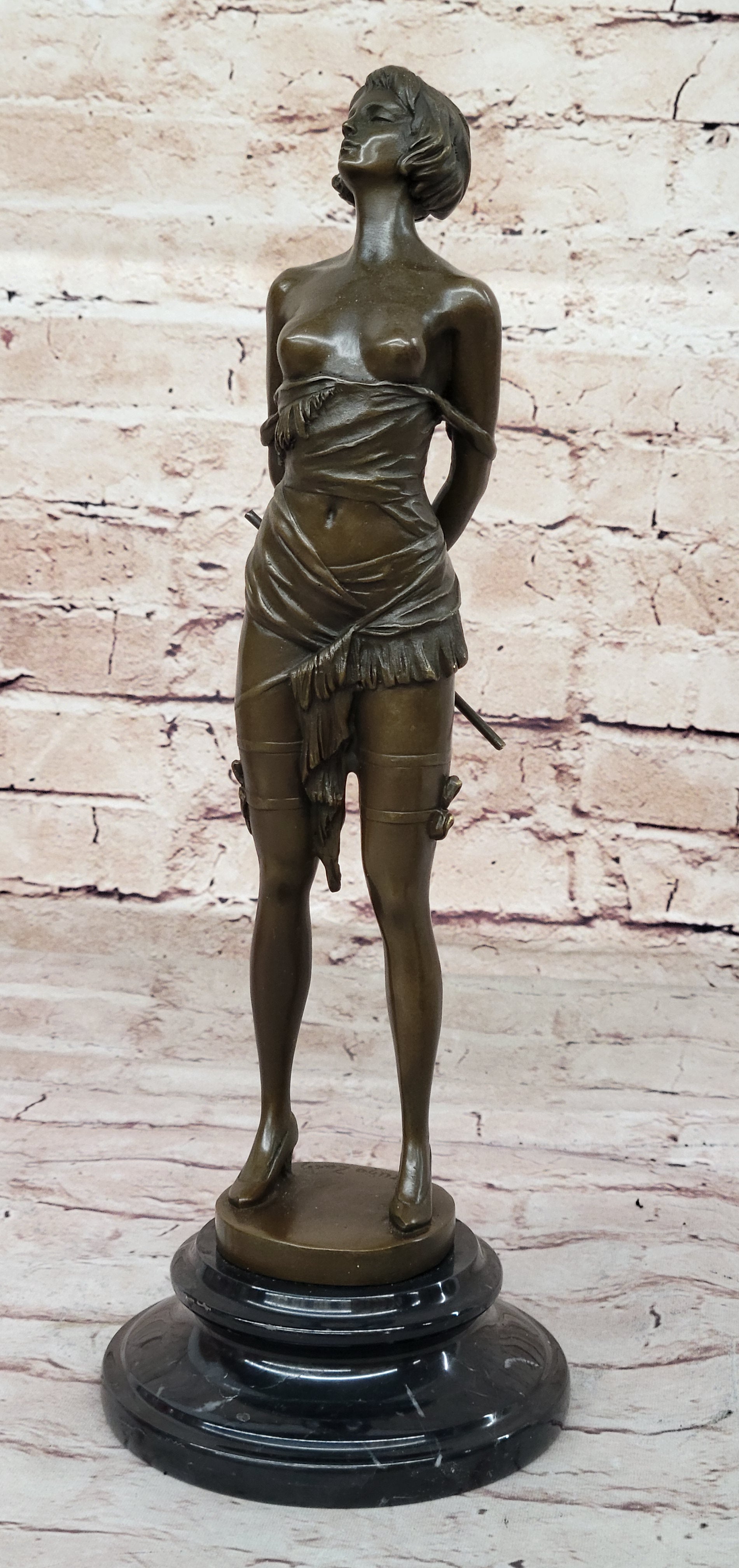 "Erotic Bronze Figurine - Bondage Girl Lulu" Handcrafted Solid Bronze Statue