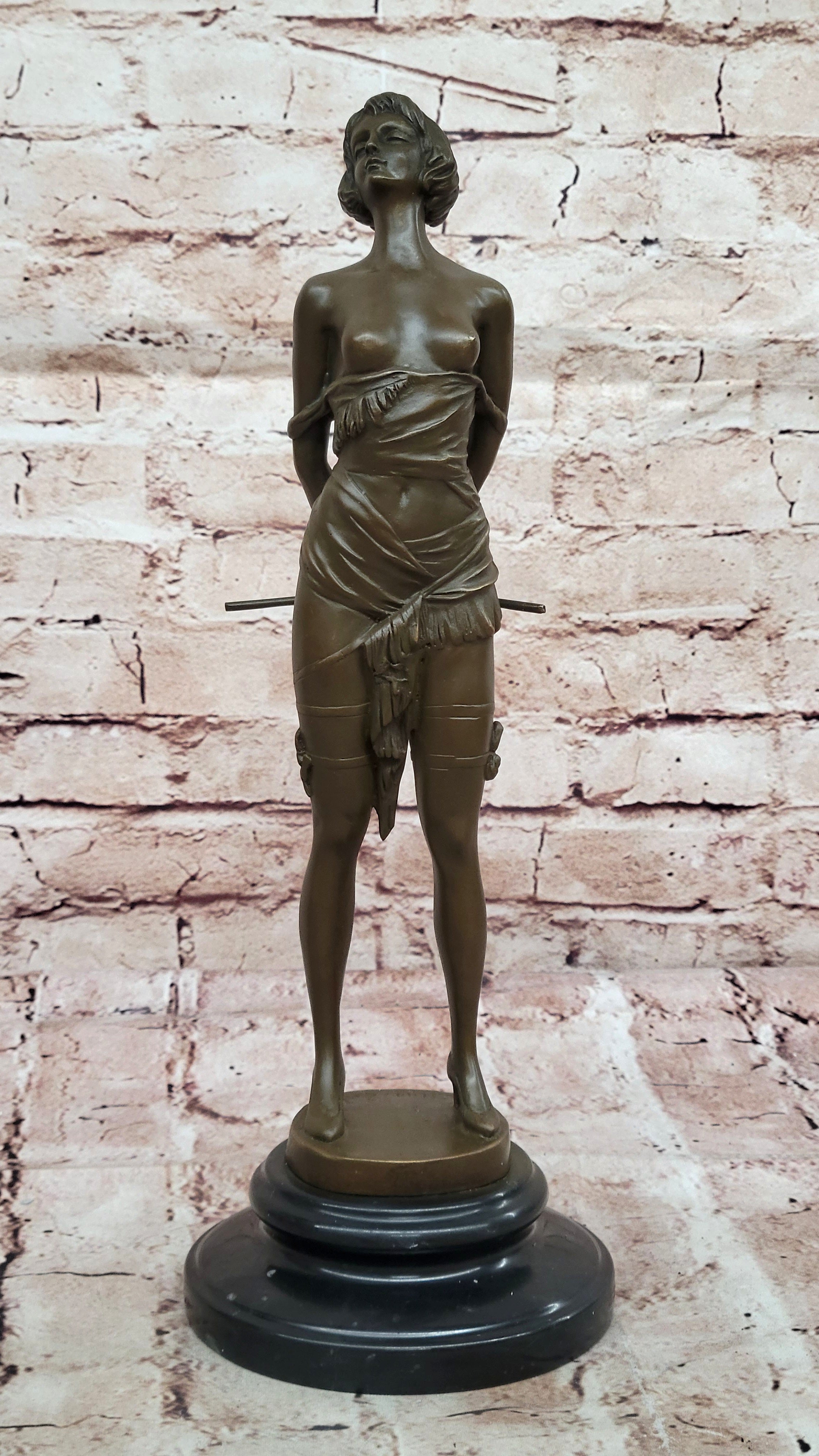 "Erotic Bronze Figurine - Bondage Girl Lulu" Handcrafted Solid Bronze Statue